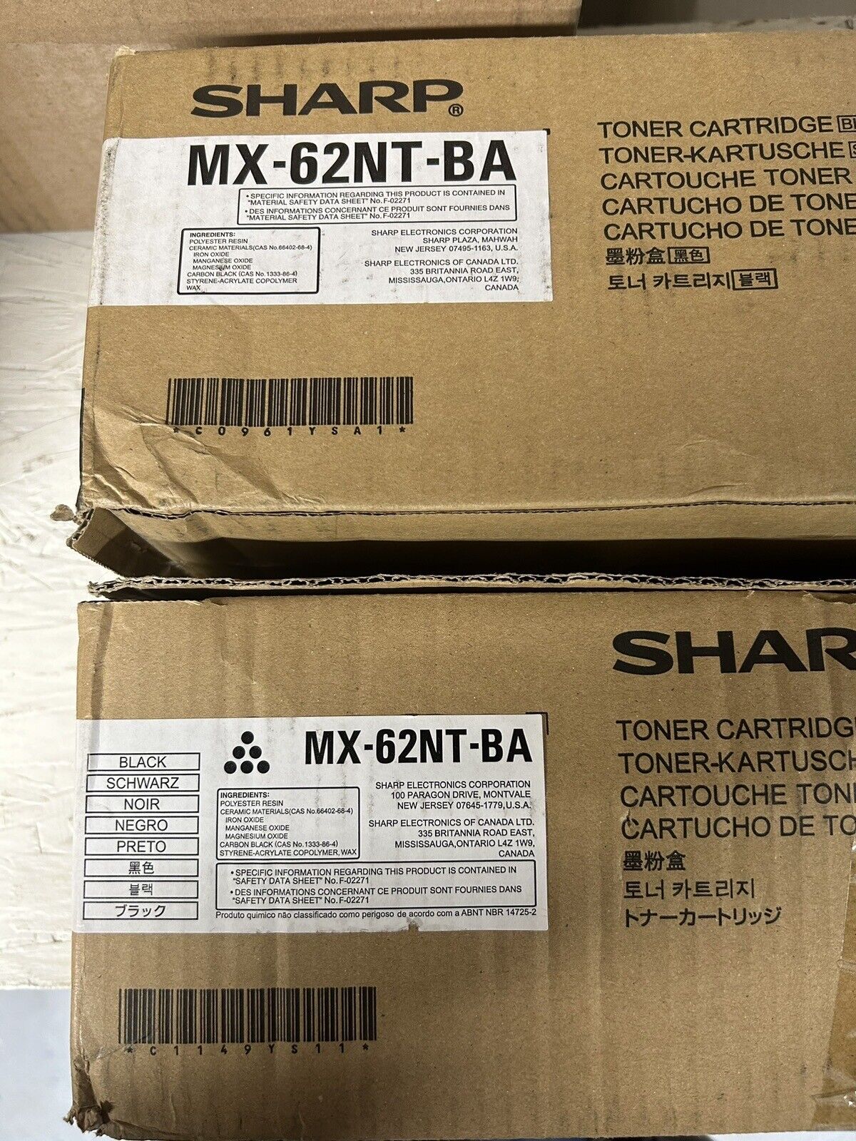 Genuine Sharp MX-62NT-BA Black Toner Cartridge **TWO PACK**