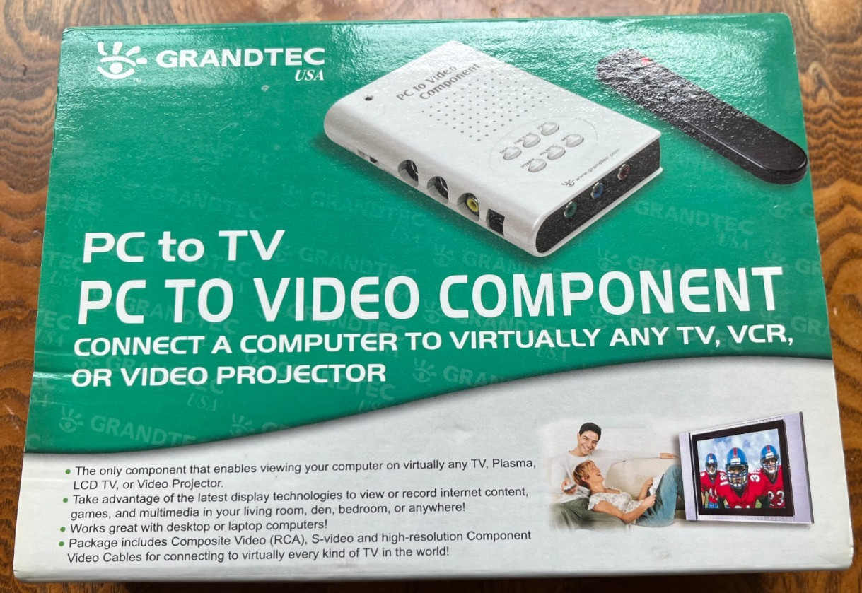 GRANDTEC PC TO VIDEO COMPONENT GXP-2000**VGA TO TV/CRT CONVERTER W/REMOTE**NEW