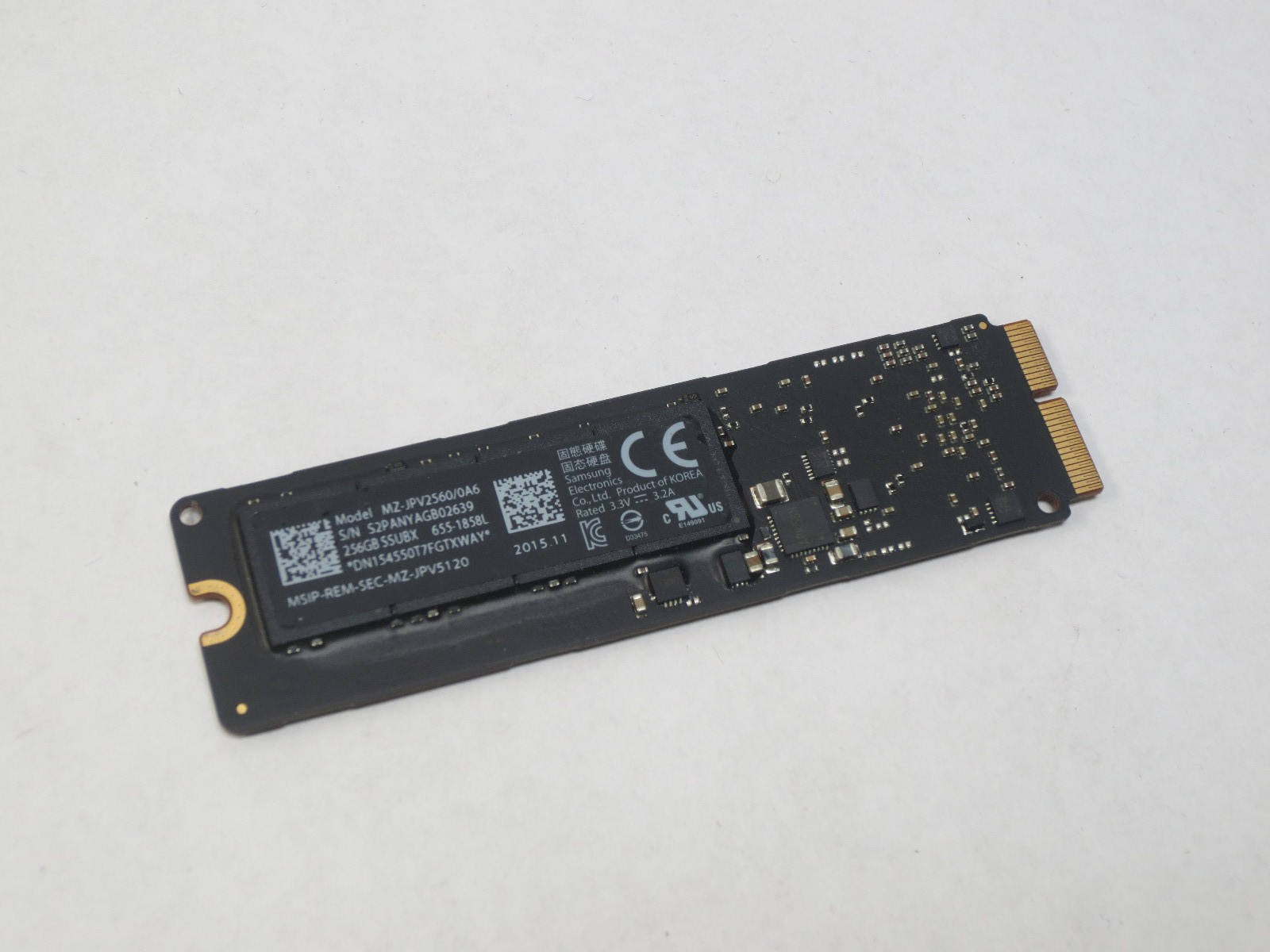 Apple Samsung 256GB SSUBX PCIe SSD Solid State Drive 655-1858L, MZ-JPV2560/0A6