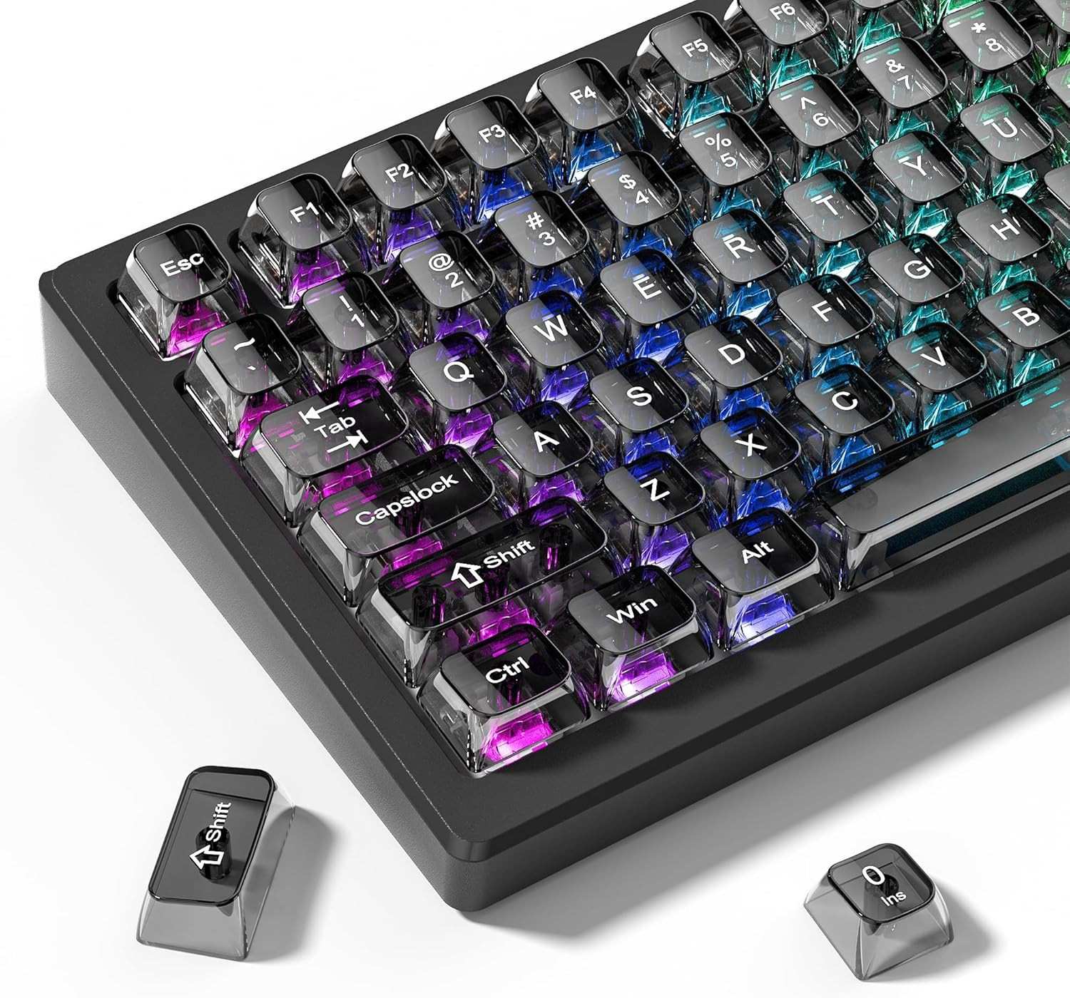Transparent Grey Keycap Set for MX Switch Mechanical Keyboards (115 Keys)