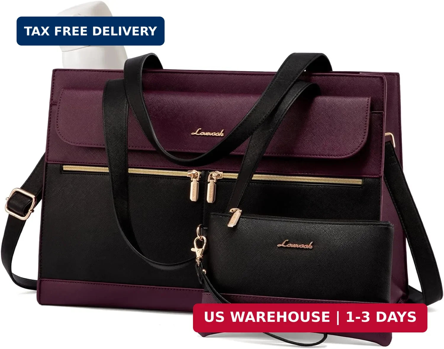 Laptop Bag for Women 15.6 Inch Tote Work Professional Leather Computer Briefcase