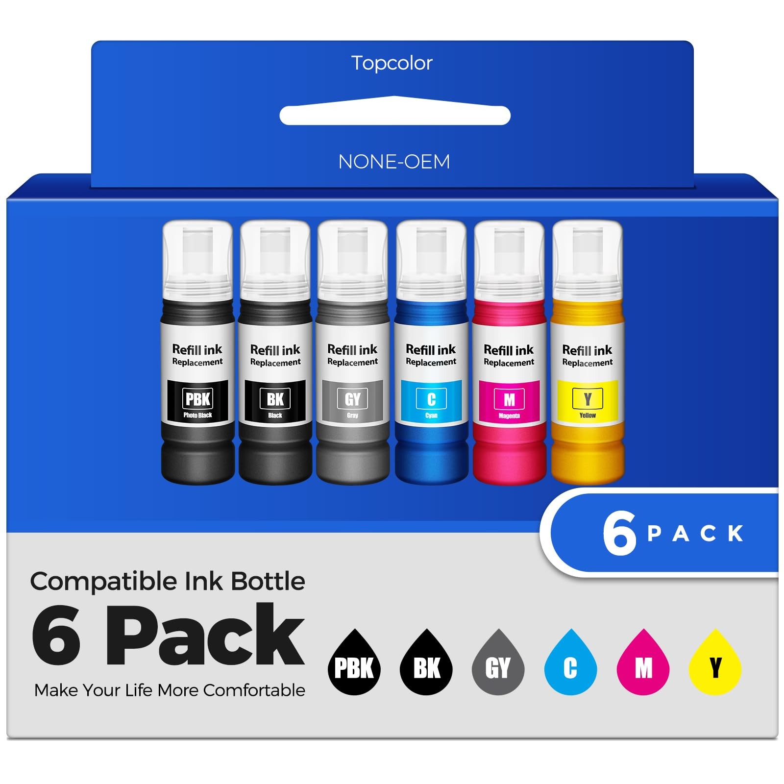 for EPT552 Ink Refill Bottles 6 Pack ET-8550 ET-8500 ET8550 8500