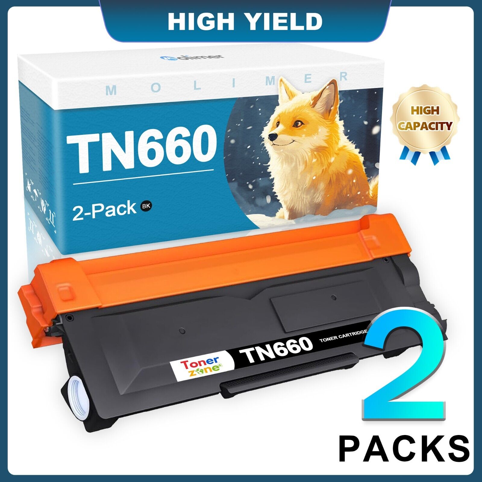 2PK TN660 Toner Cartridge Replacement for Brother TN660 HL-L2380DW DCP-L2540DW