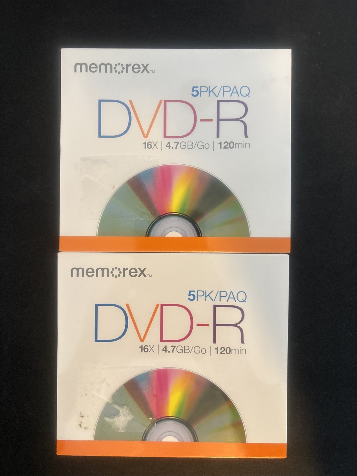 Memorex DVD+R 5PK 16X 4.7GB 120 Minutes Pack Sealed - Two Packs