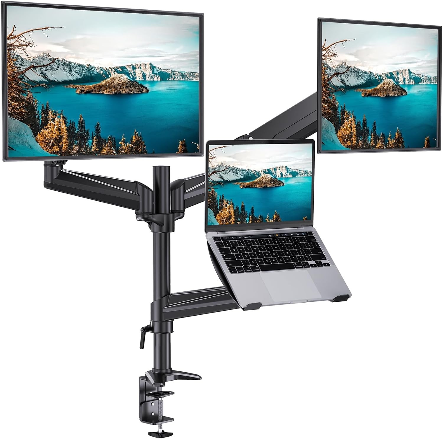 HUANUO Dual Monitor and Laptop Mount for Max 32” 17” Black 