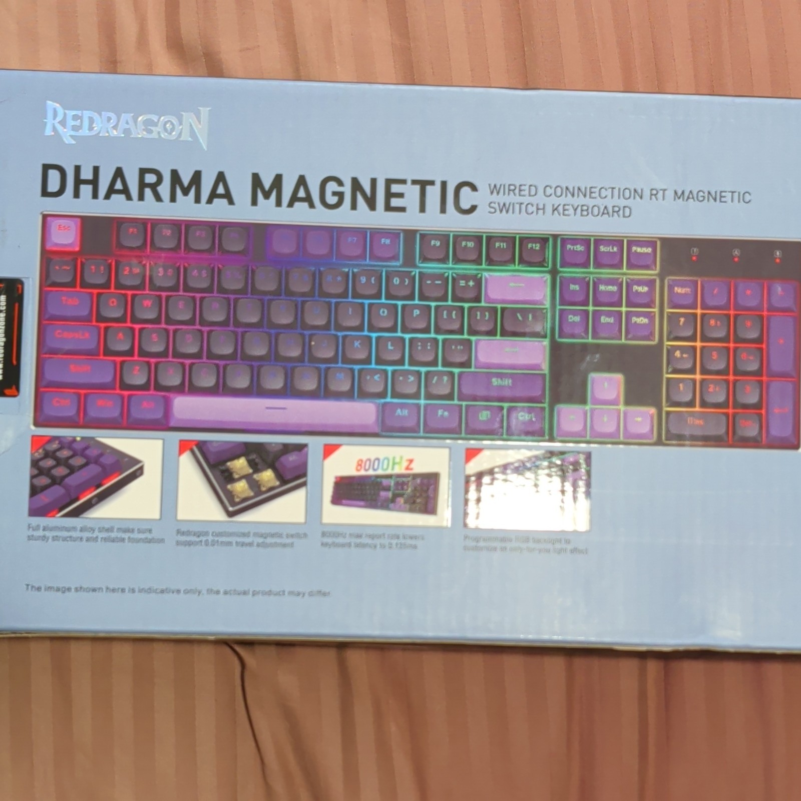 Redragon Dharma Magnetic USB-C Wired RGB Keyboard Black/Purple