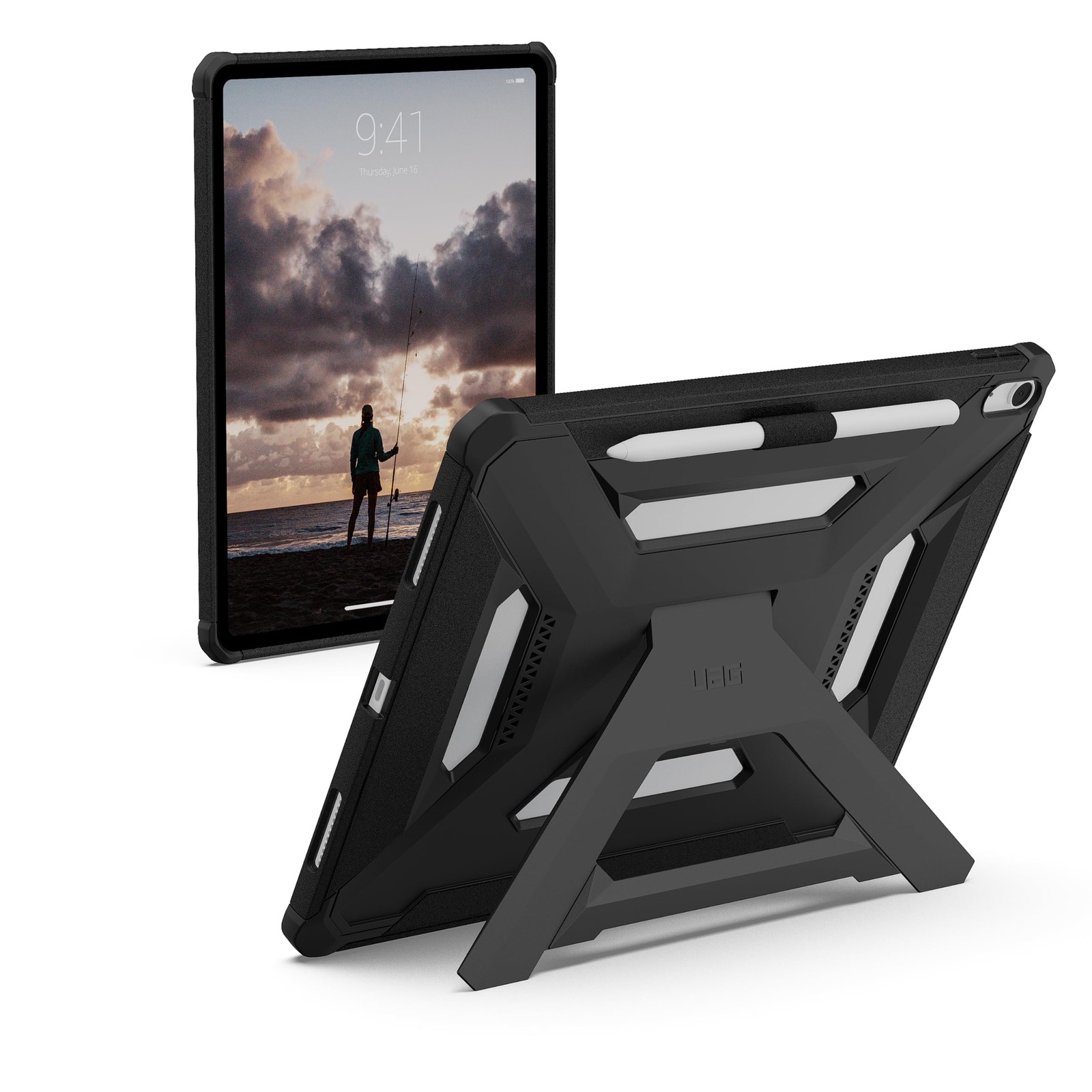 UAG iPad Air 13" Case (M4/M3/M2) Rugged Kickstand Pencil Holder Scout Plus Black