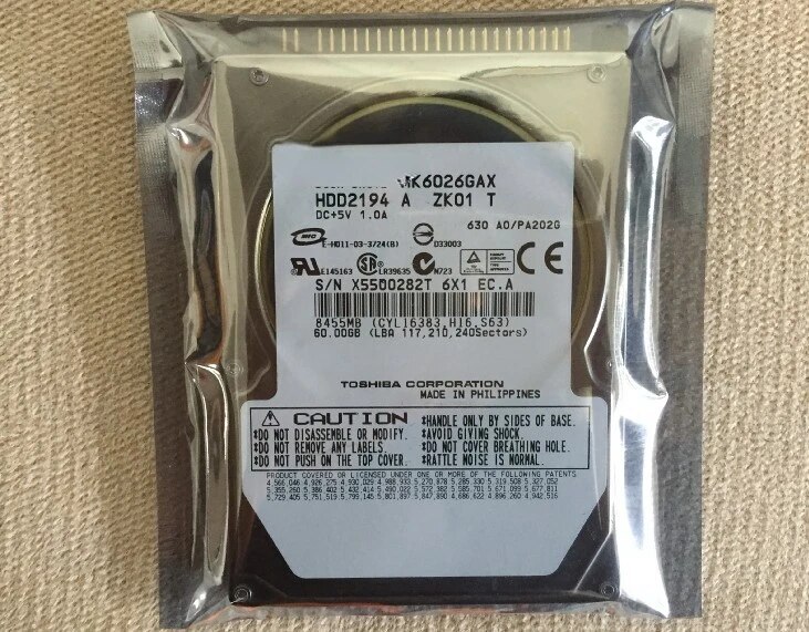 For Toshiba 60G laptop hard disk 2.5-inch IDE parallel port