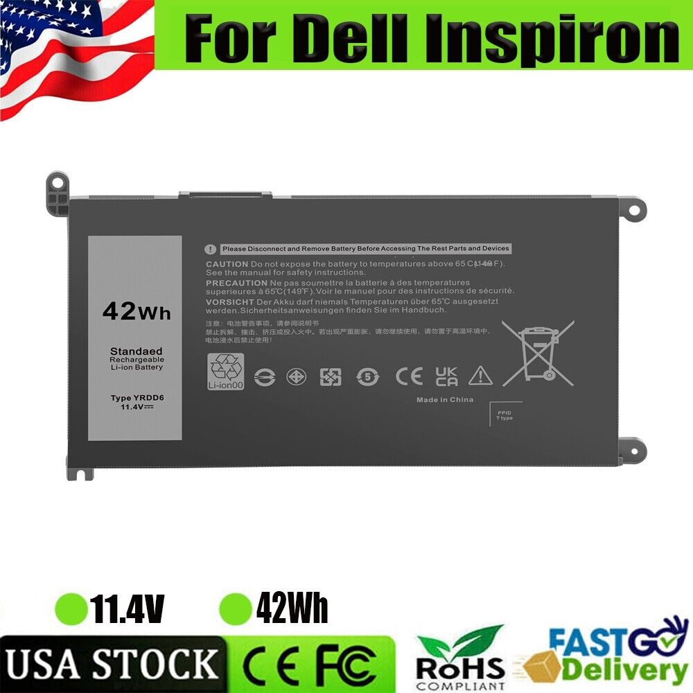YRDD6 Battery For Dell Inspiron 3493 3582 3583 3584 3593 3793 5480 42Wh 11.4V US