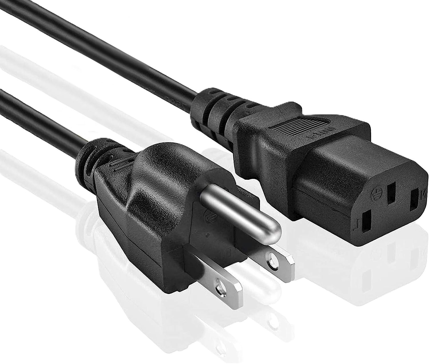 15ft Universal PC Power Cord 3 Prong AC Replacement IEC C13 to NEMA 515P