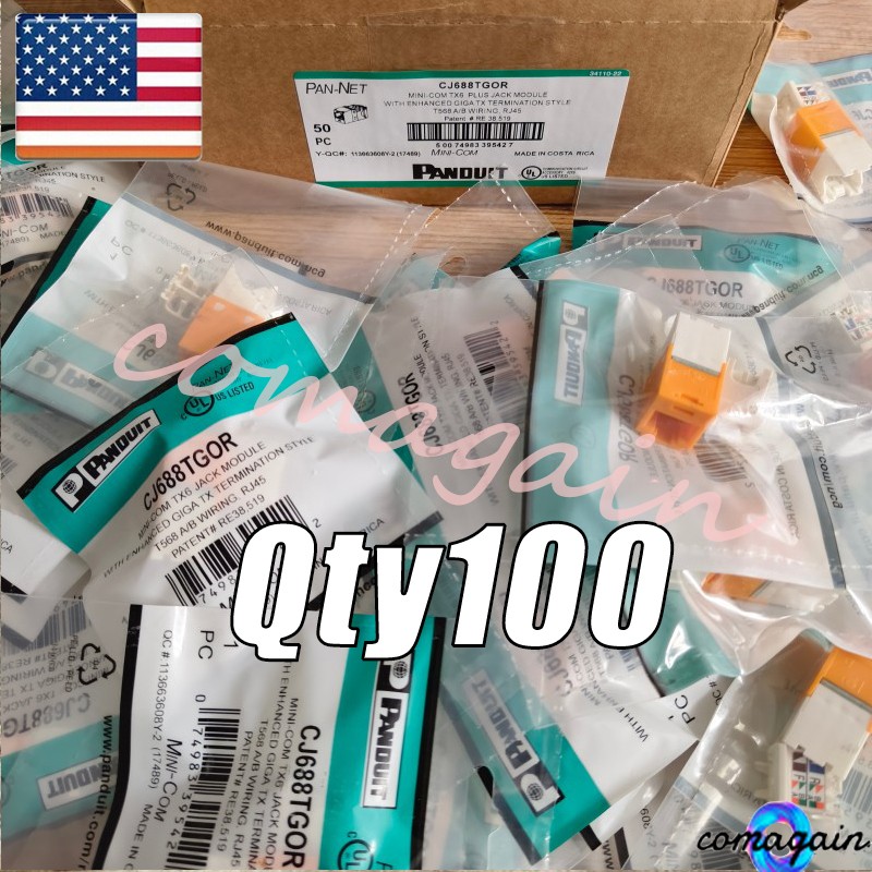 Qty100: For Panduit CJ688TGOR Mini-com Cat6 Jack Module Orange
