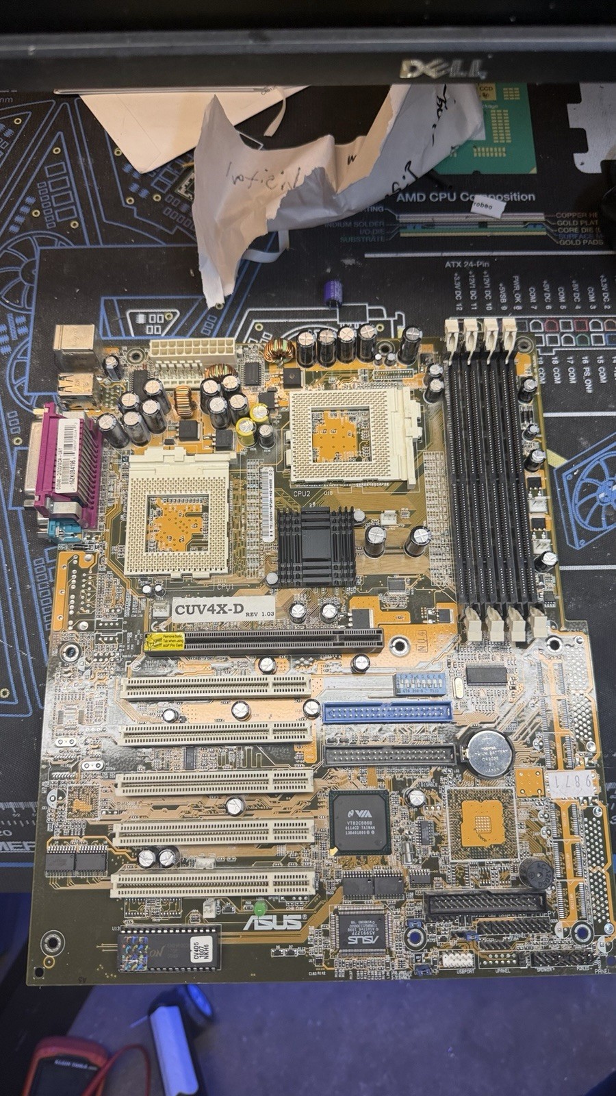 ASUS CUV4X-D Dual Socket 370 ATX Motherboard SDR SDRAM 4 DIMM AGP PCI READ