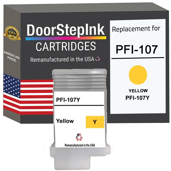 DoorStepInk Compatible Ink Cartridges For Canon PFI-107 Yellow 130ml-USA