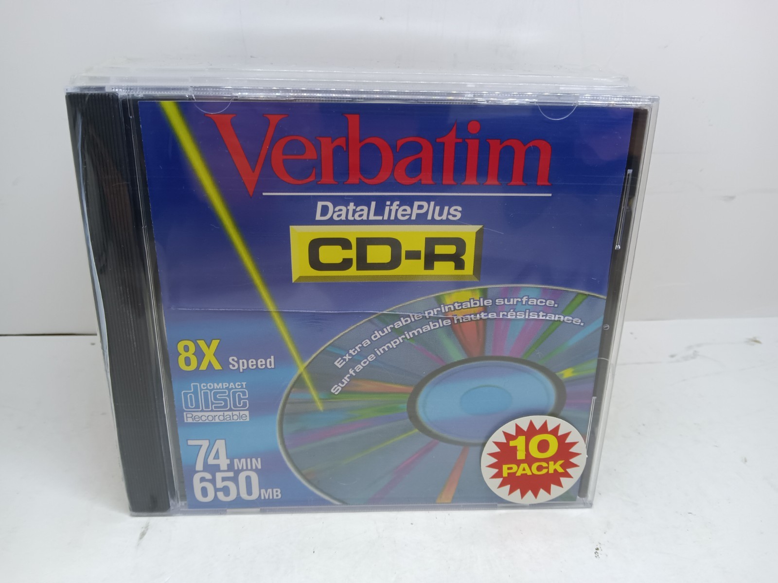 Verbatim Data Life Plus Recordable Compact CD-R Disc 650MB 8X Speed 10 Pack NEW