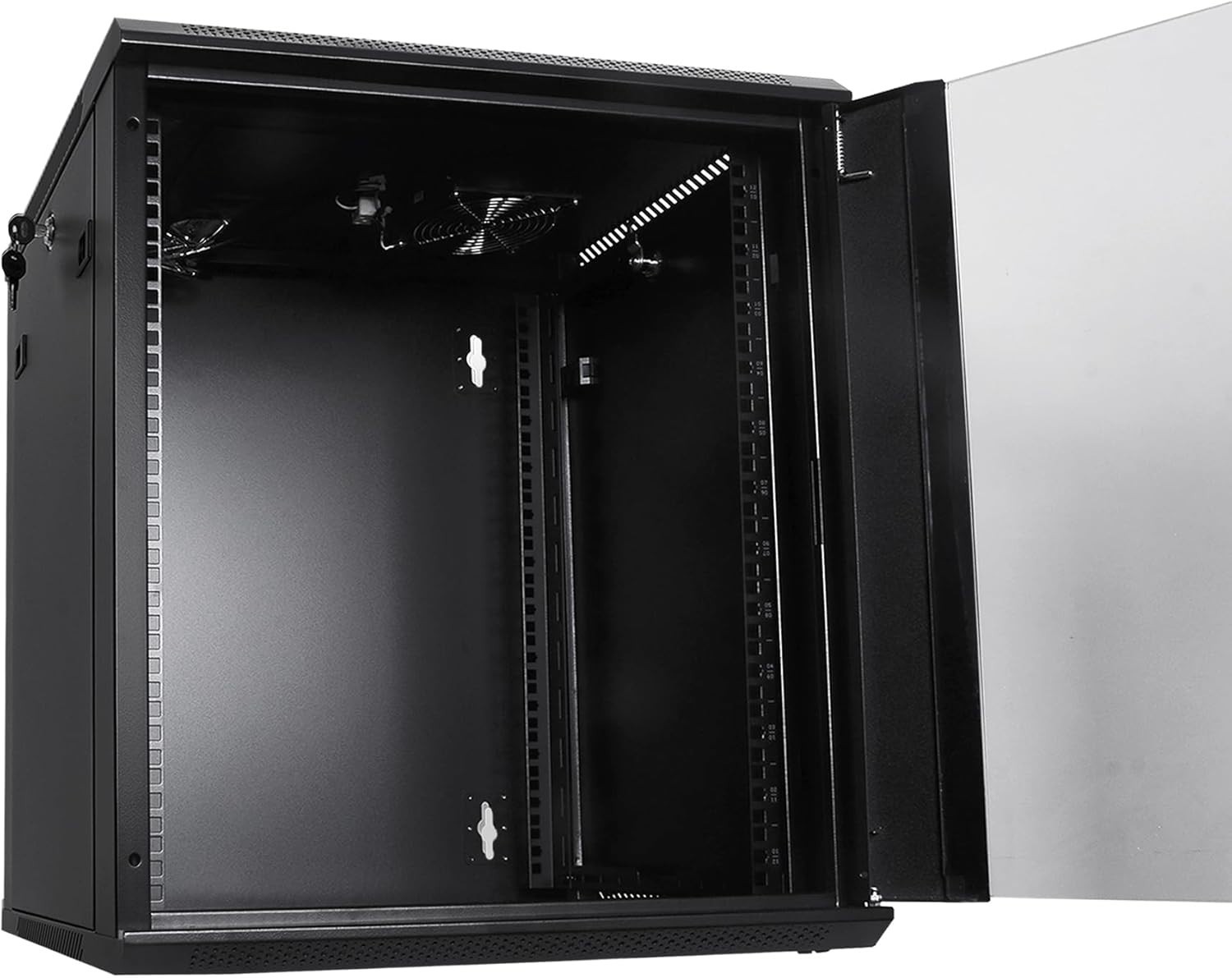 RackPath 12U Wall Mount Rack Enclosure, Cooling Fan Brand New