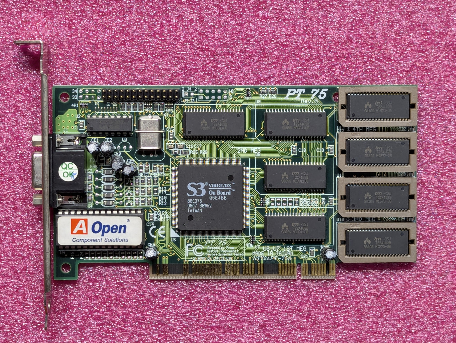 VINTAGE AOPEN PT-75 S3 VIRGE/DX  4 MB PCI VGA CARD