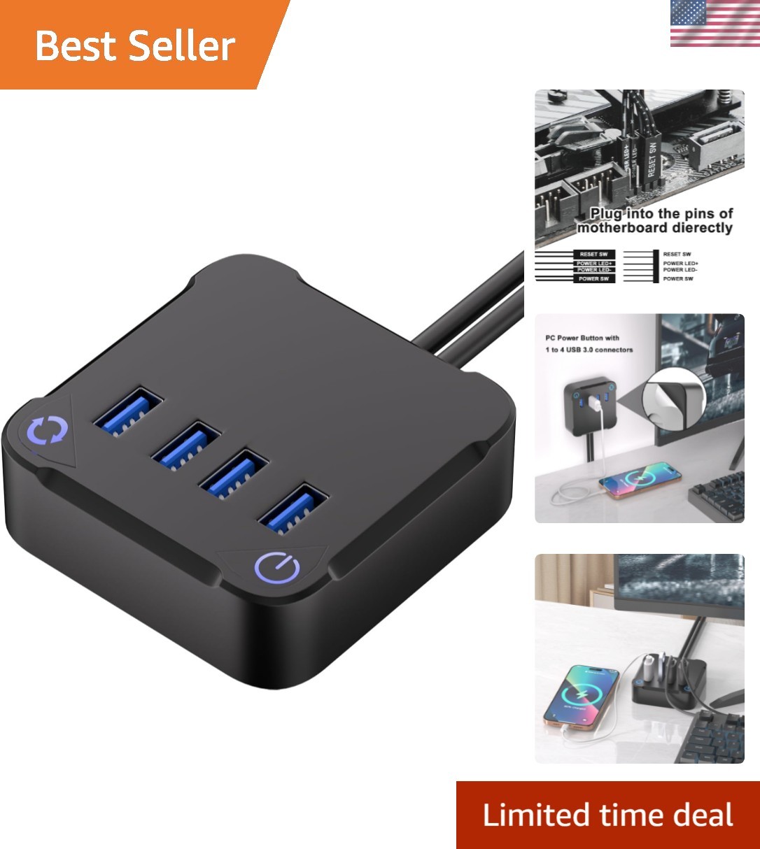 Computer PC Power Button, Desktop Power Button PC External Power Button with ...