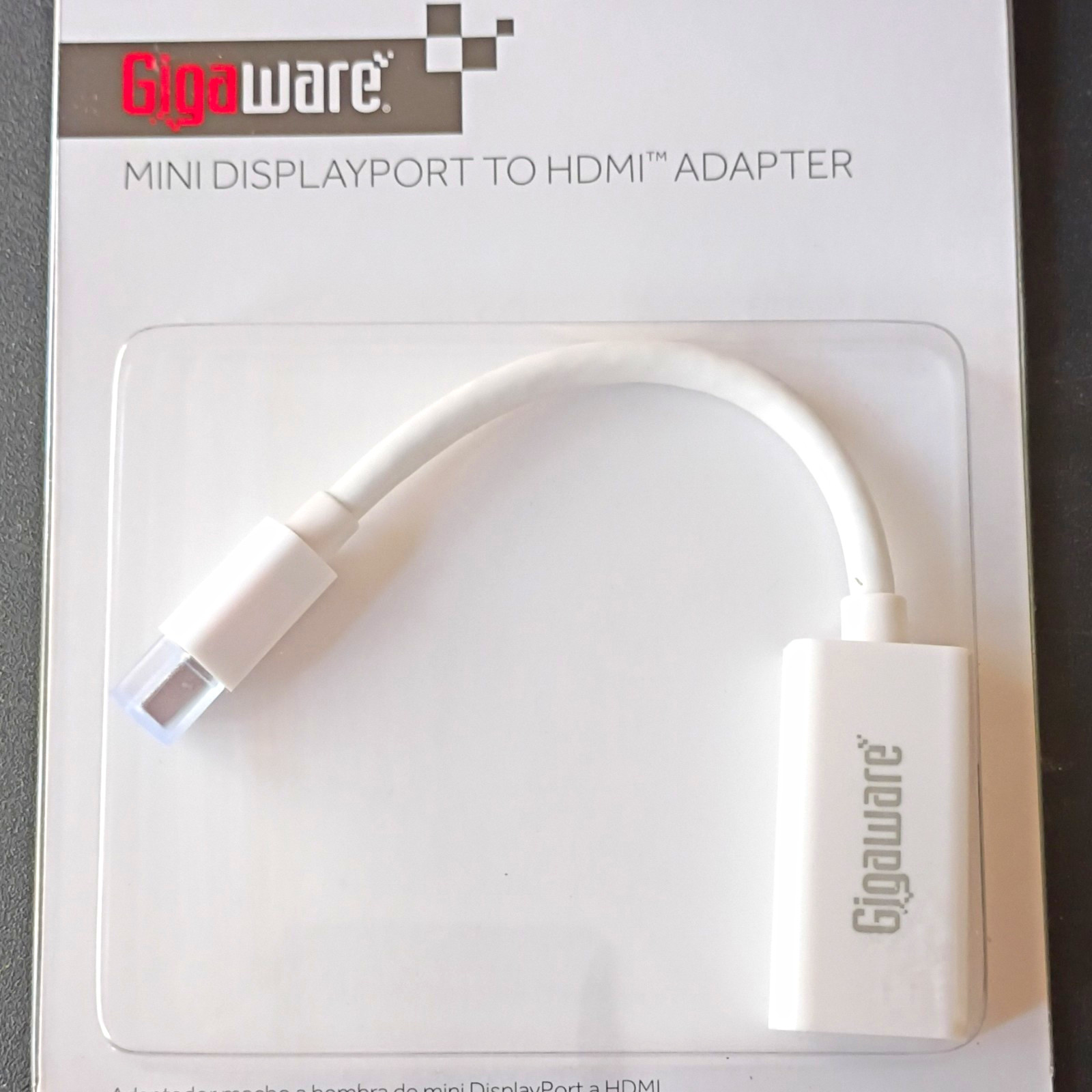 Gigaware Mini DisplayPort Male to HDMI Female Adapter, White, Flexible