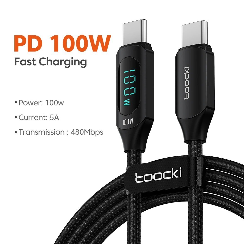 Toocki 100W USB-C to USB-C PD Fast Charging Cable Digital Display