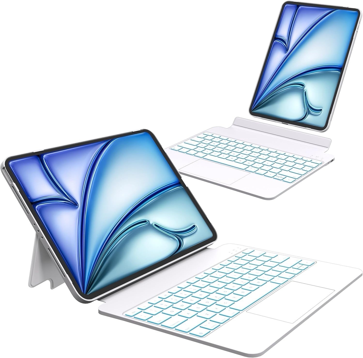 Keyboard Case iPad Air 13” M3/M2, iPad Pro 12.9” 3rd–6th Gen, White, Backlit