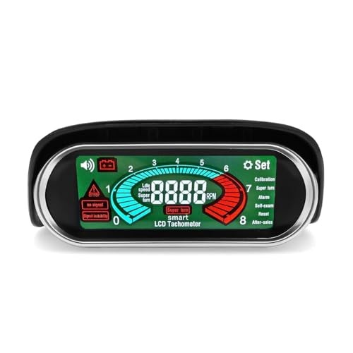 Digital Tachometer RPM Gauge 12V/24V for Gas & Diesel Engines, LCD White LED