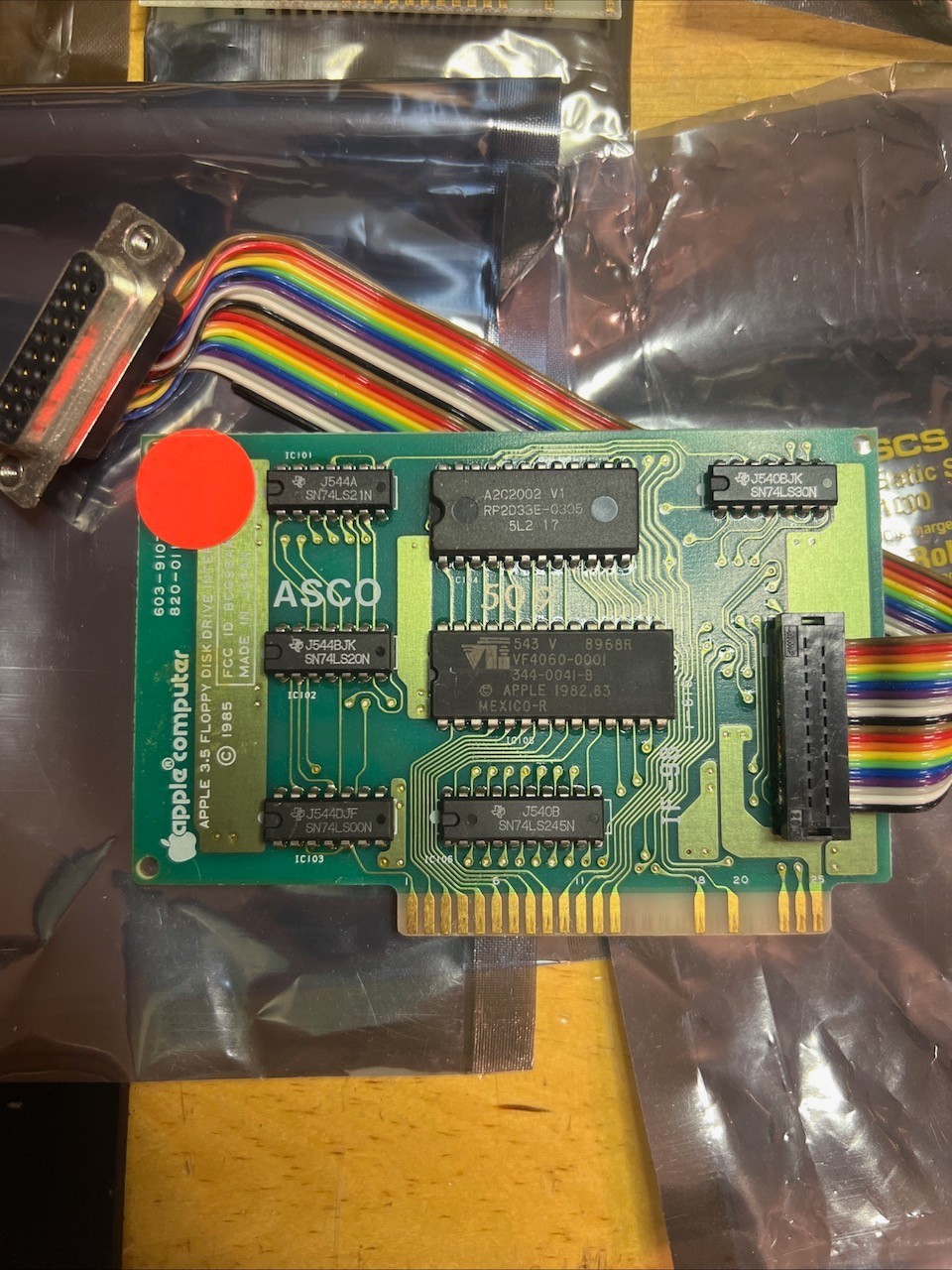 Apple II Liron 3.5 Floppy Disk Interface Card 603-9107-A 820-0117-A 1985