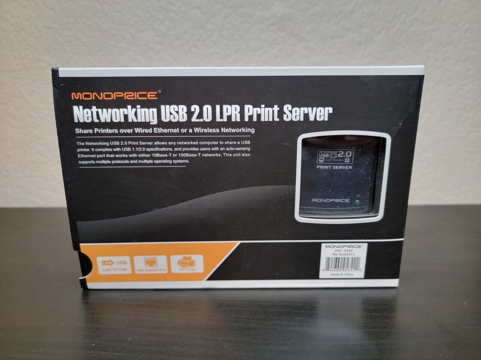 Monoprice Networking USB 2.0 LPR Print Server 5342 New Open Box