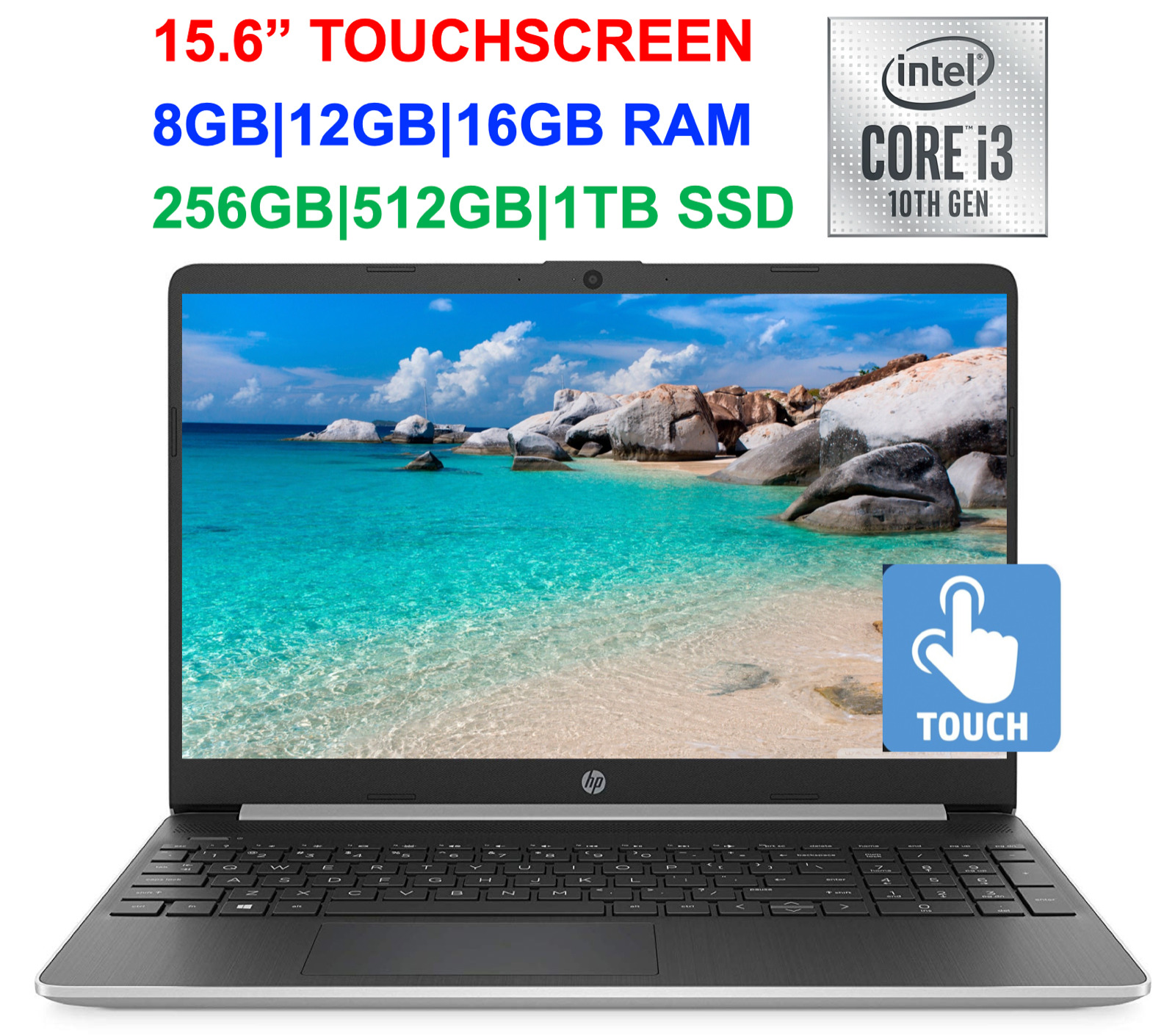 2020 HP 15.6” TouchScreen Laptop i3-1005G1 ( i5-7200U), 3.4GHz,16GB RAM &1TB SSD