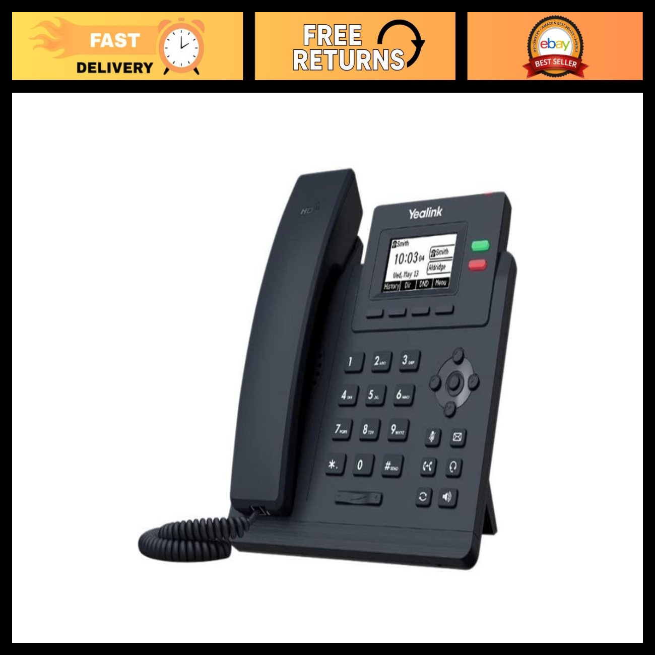 Corded IP Phone - Wall Mountable, Classic Gray, VoIP, HD Audio, Easy Setup