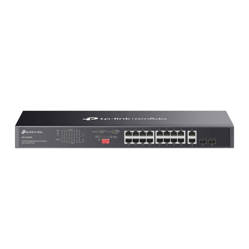 TP-Link DS1018GMP | Omada 18-Port Gigabit Unmanaged Rackmount Switch | 16* PoE+