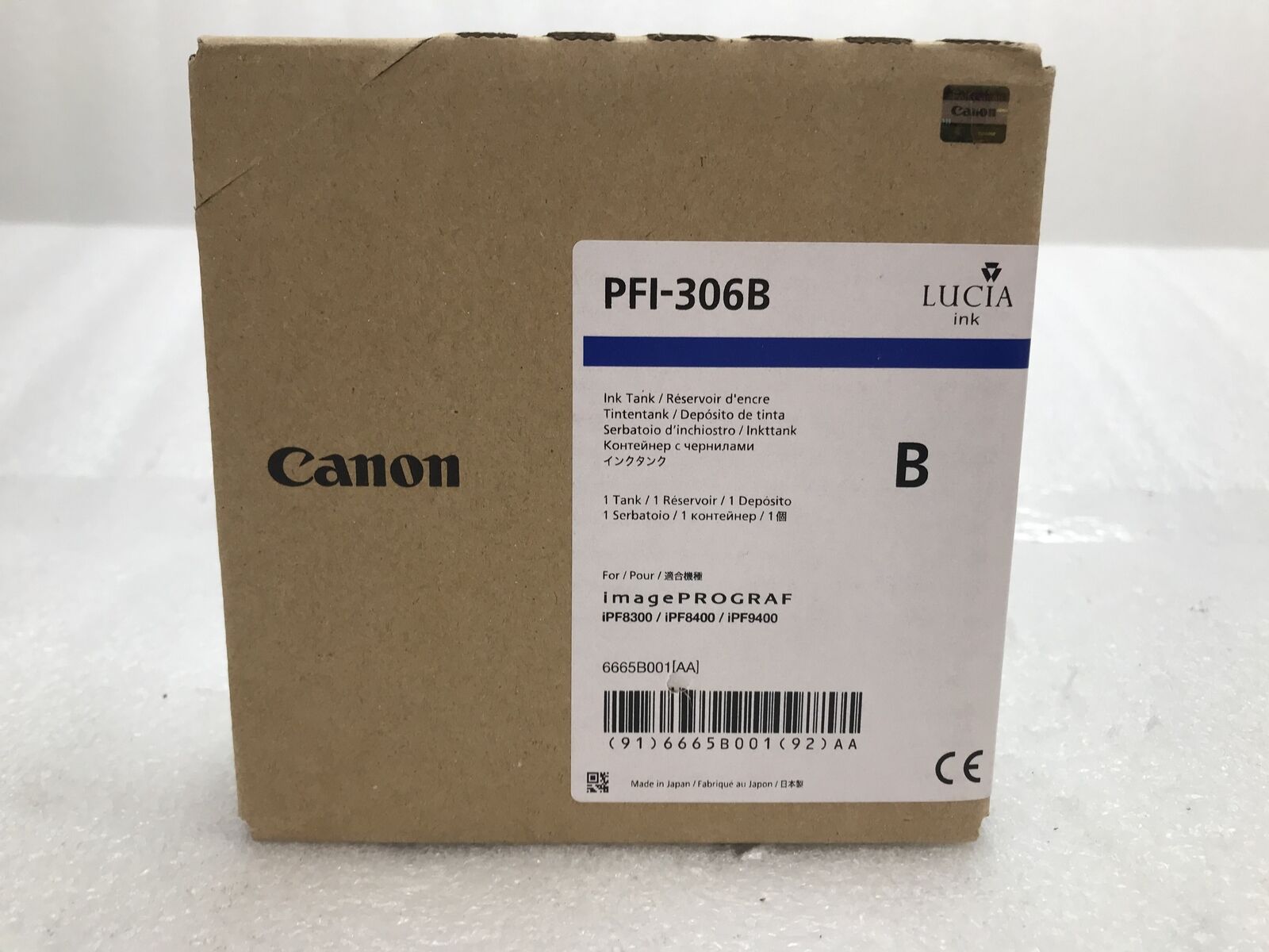 New Genuine OEM Sealed Canon PFI-306B 330ml Blue Ink Tank EXPIRED: 11/2019