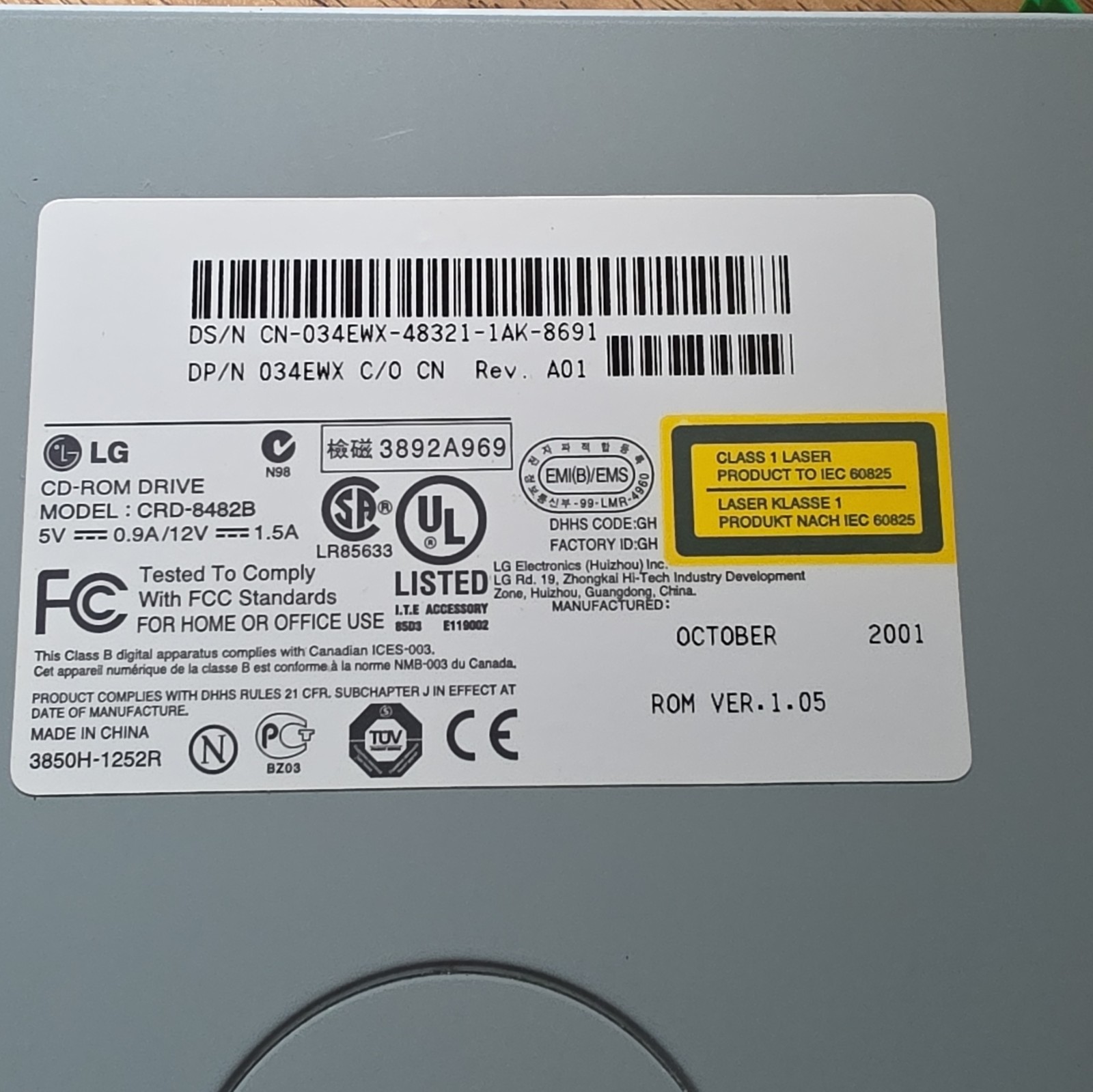 LG CRD-8482B 5.25in Internal CD-ROM Drive PATA/IDE Black/Gray PC