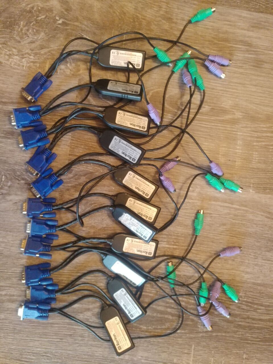 Lot of 11 Raritan D2CIM-PS2 Cables, for Dominion KX III, II KVM, used