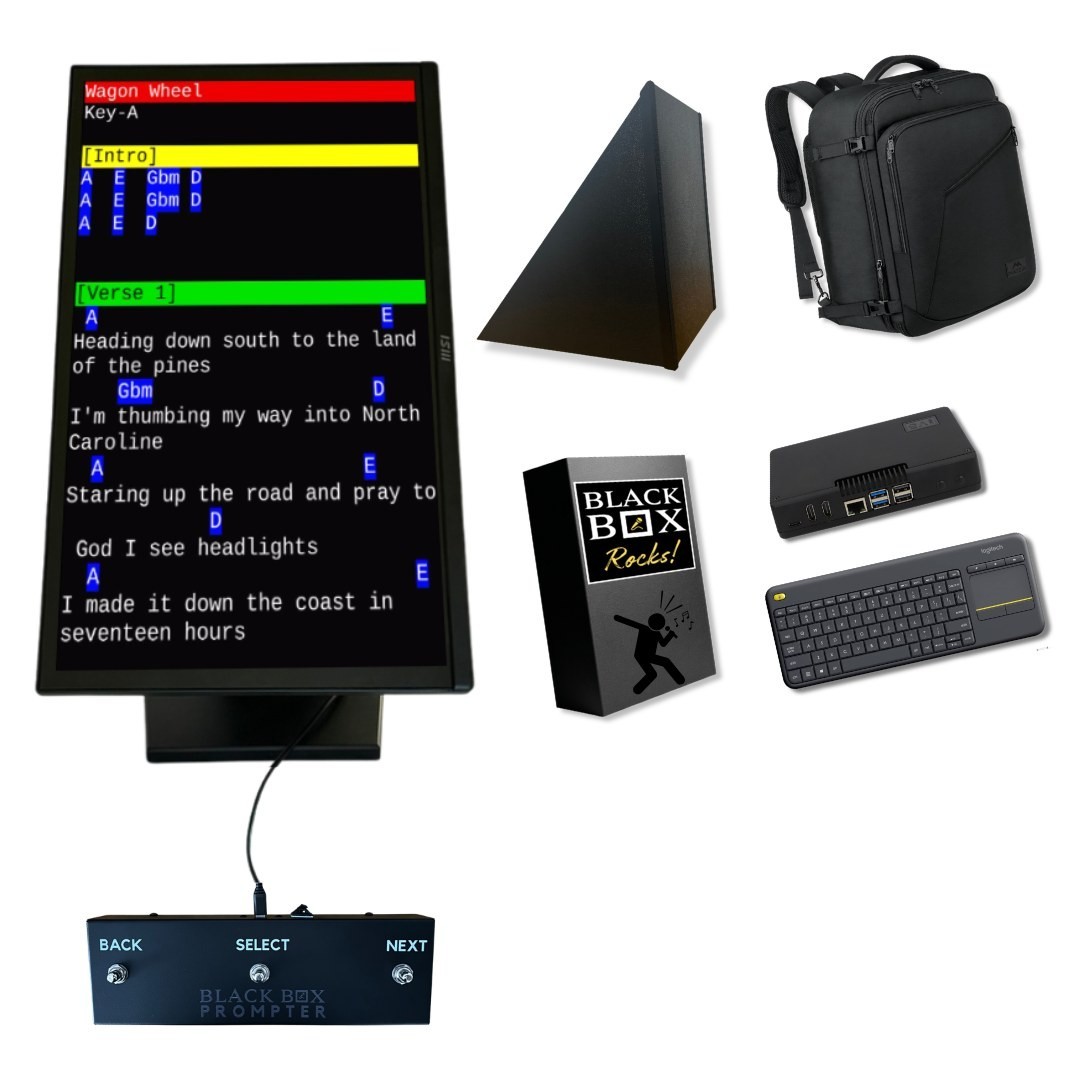 BLACK BOX Prompter GO Bundle w/WiFi, Keyboard, Pedal, Facade & Backpack