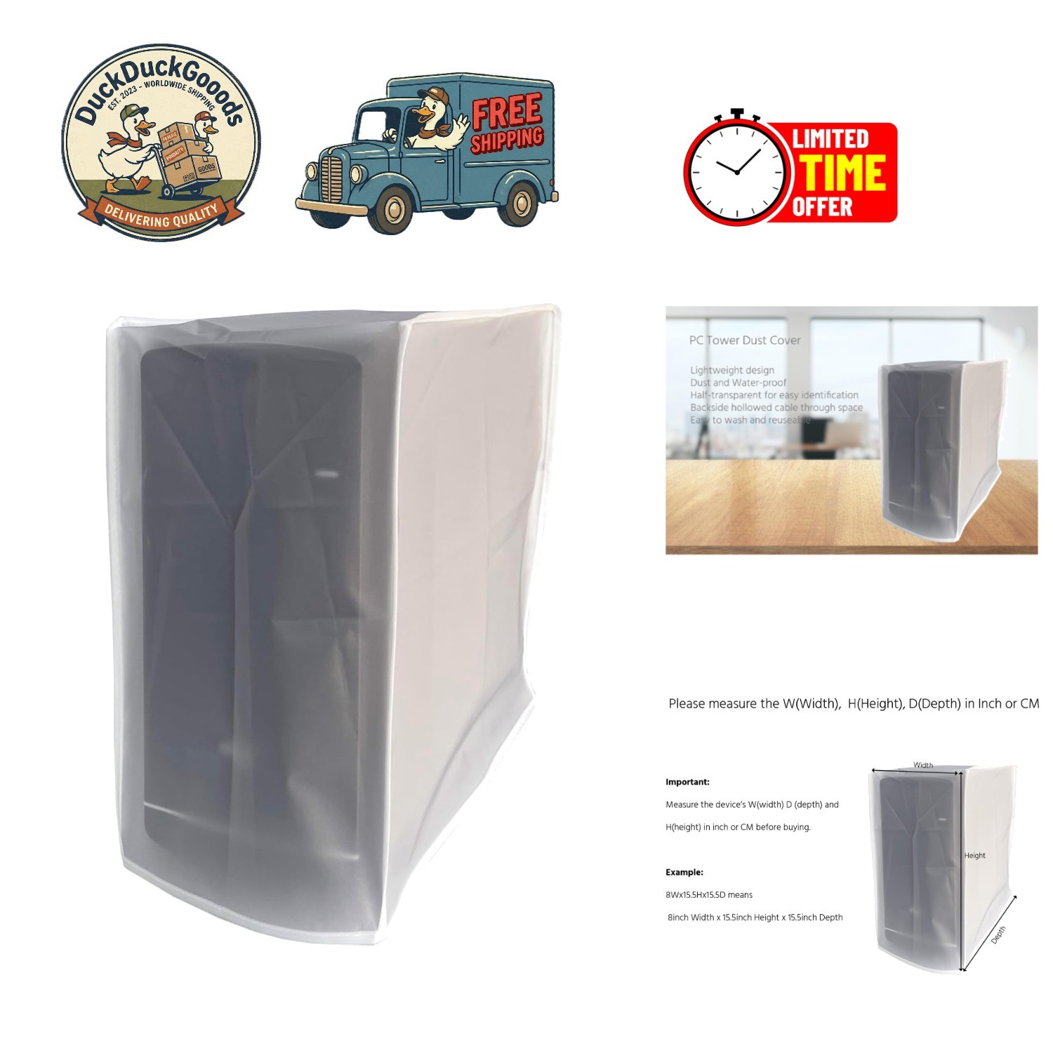 Lightweight Reusable Dust Cover for Computer Desktop - Easy Pull-On Installation