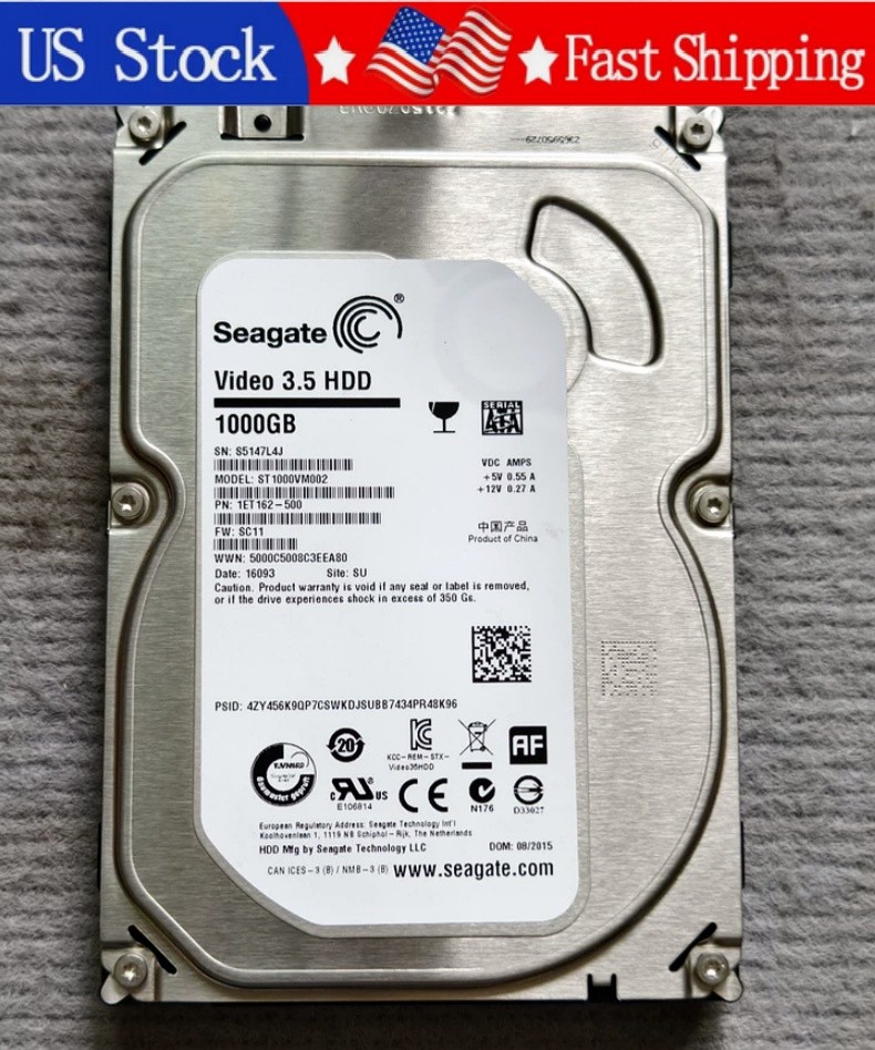 New Seagate ST1000VM002 Pipeline HD 1TB SATA 3.5" 5900RPM HDD 1ET162-500