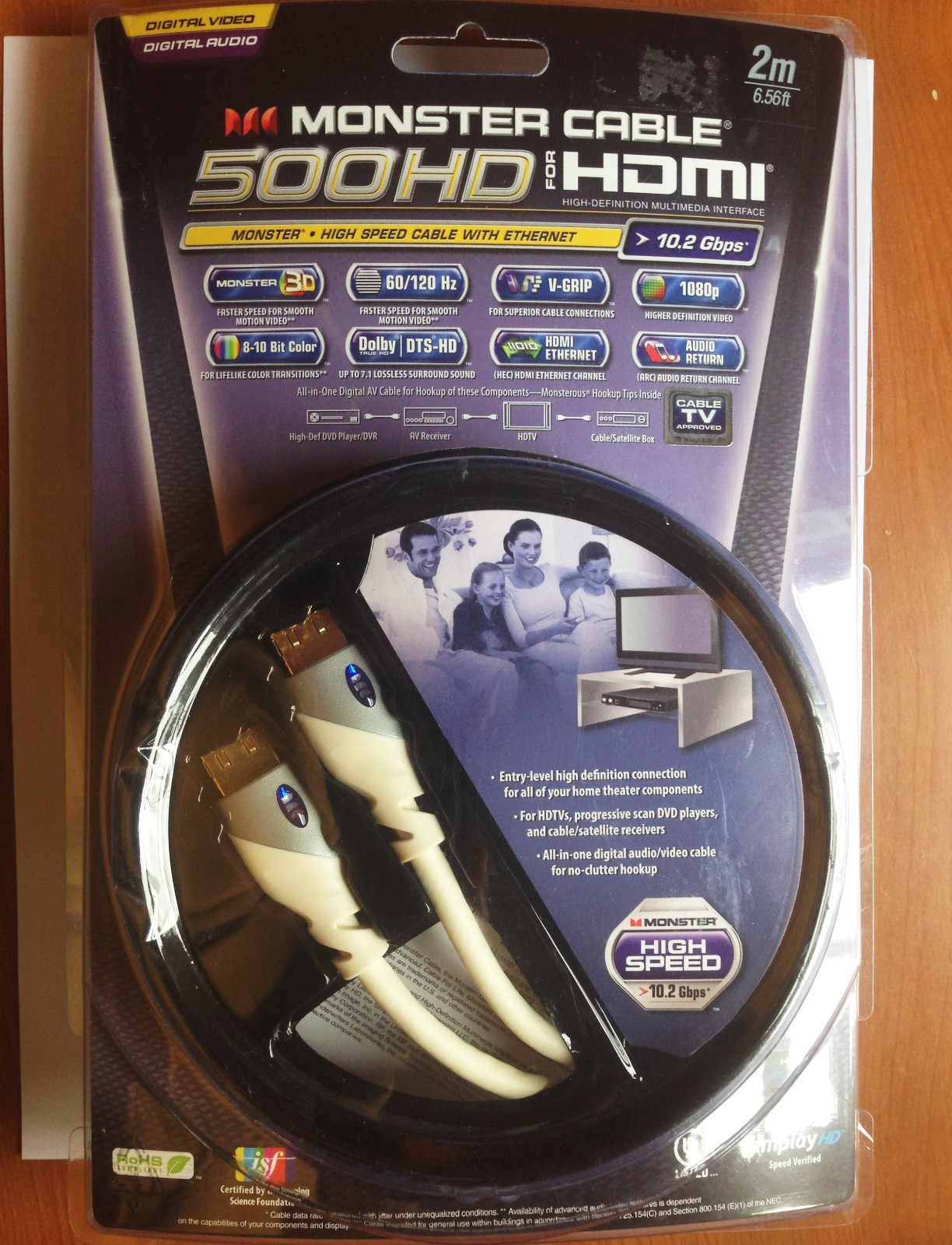 Monster Cable  MC500HD Gold Plated HDMI Cable For HDTV Blu-Ray DVD Xbox PS3 6FT