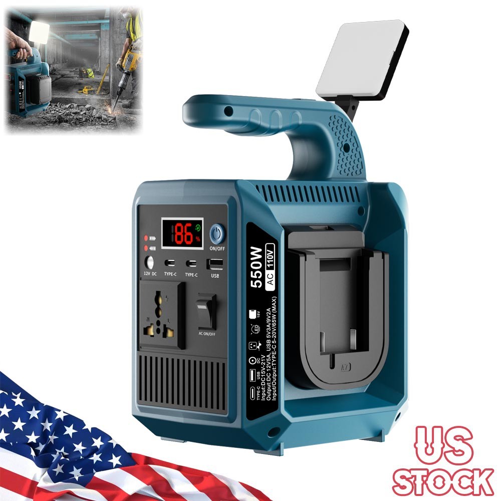 550W Portable Power Supply Inverter 4 Ports Power Adapter for Makita 18V Battery