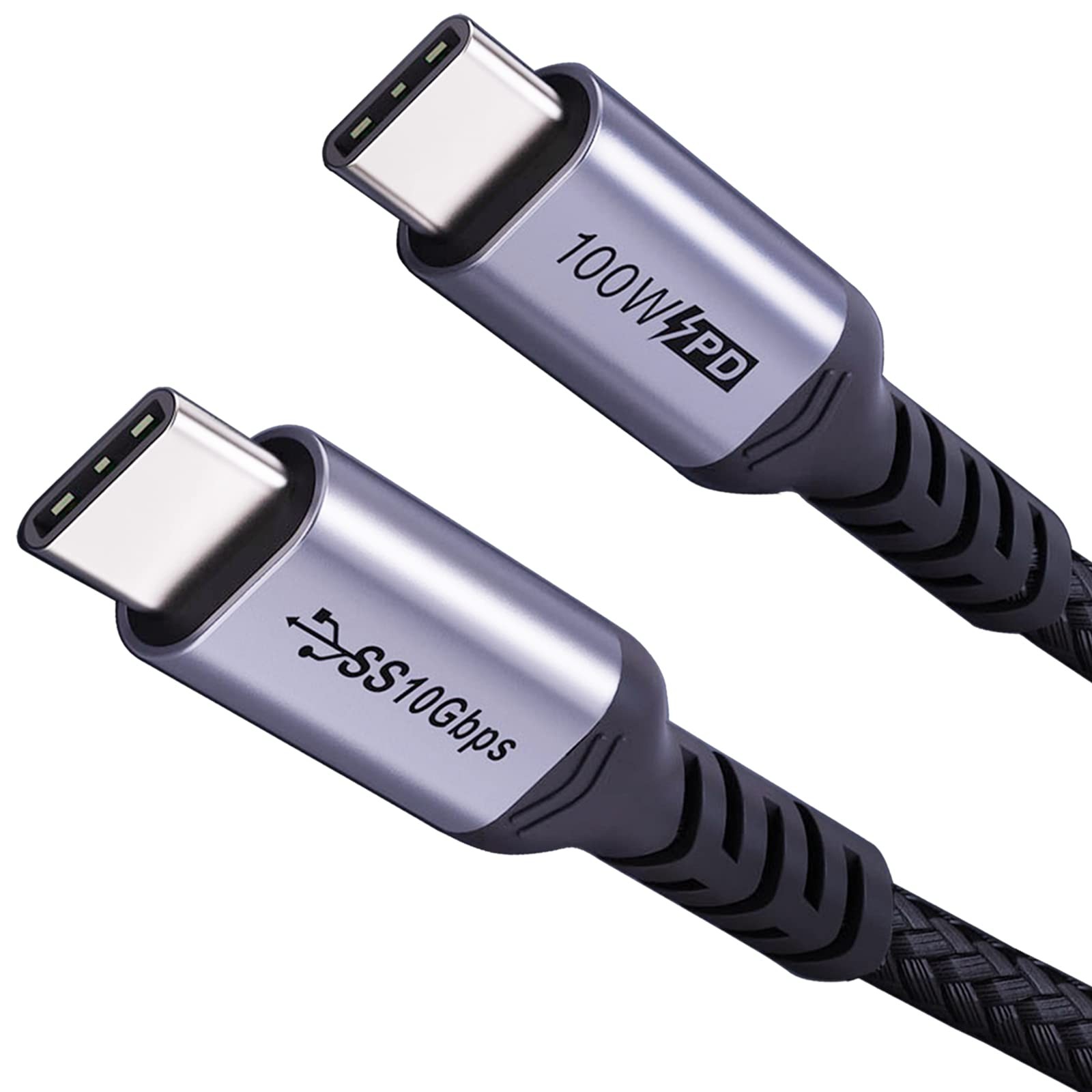SUMPK USB C to C Cable 3.1 Gen 2 1.5ft 2-Pack Fast Charge 10Gbps 4K Black