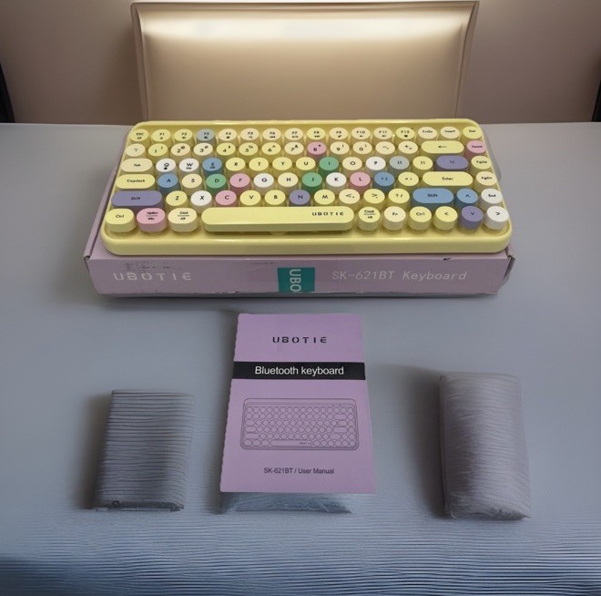 UBOTIE  Bluetooth Portable Computer Keyboard Mini Wireless (Colorful Yellow) 