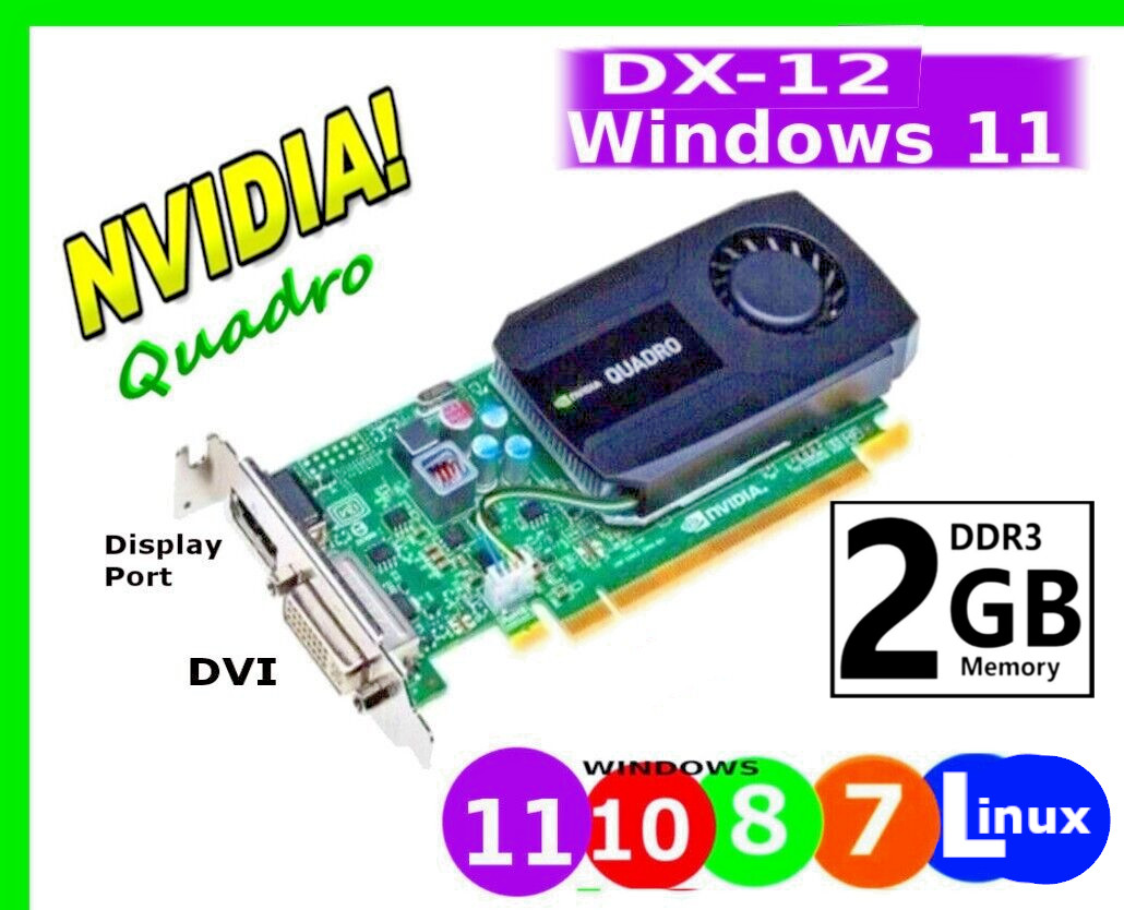 2GB✔️Windows 11✔️DVI DP PCI-E 16x Video Graphics Card ✔️LOW PROFILE✔️Dell Nvidia
