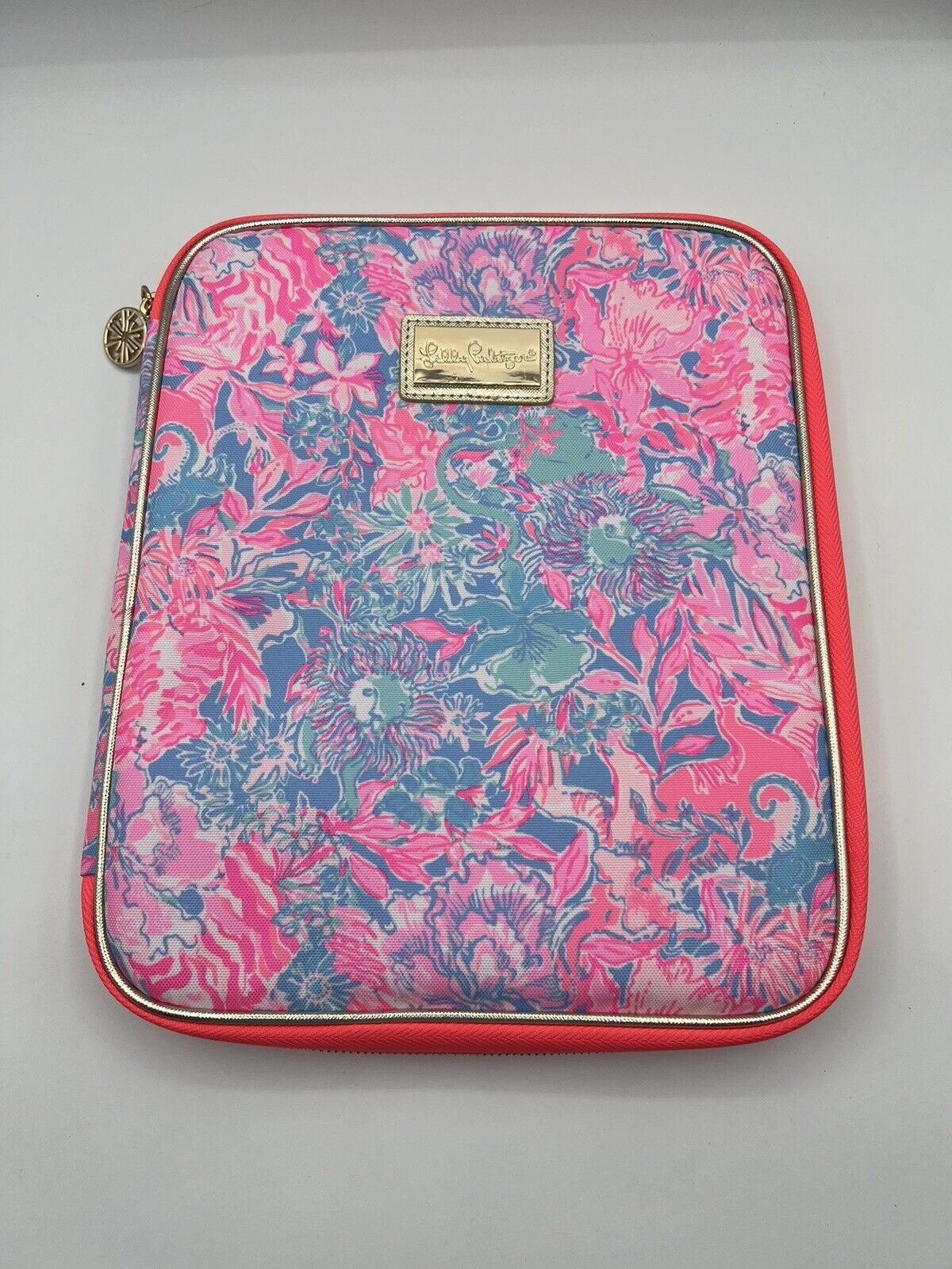 Lilly Pulitzer Tech Zip Pouch Hot Pink iPad Tablet Laptop Case Floral Jungle