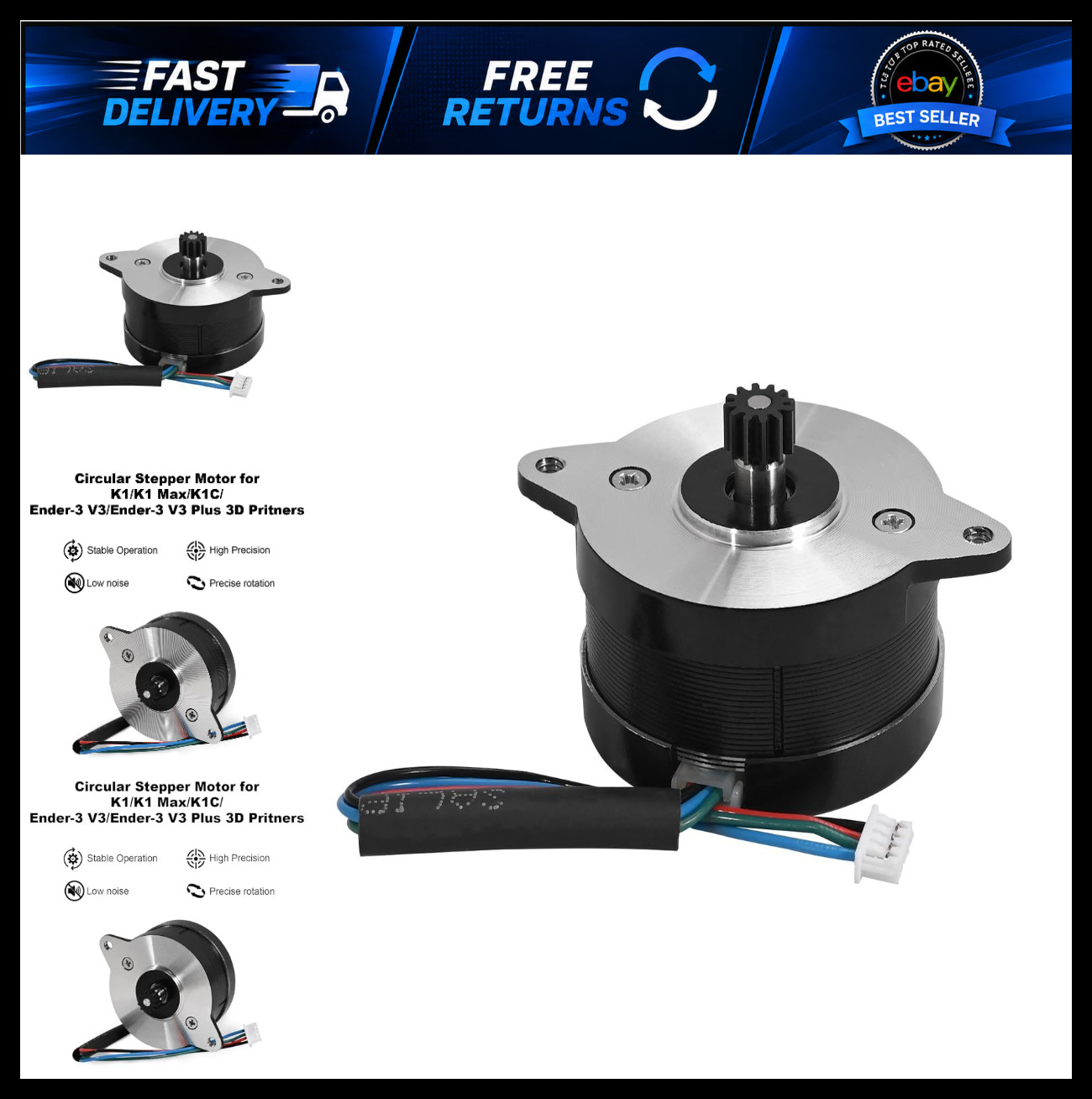 3D Printer Circular Stepper Motor, K1 Extruder Stepper Motor with 12 Tooth