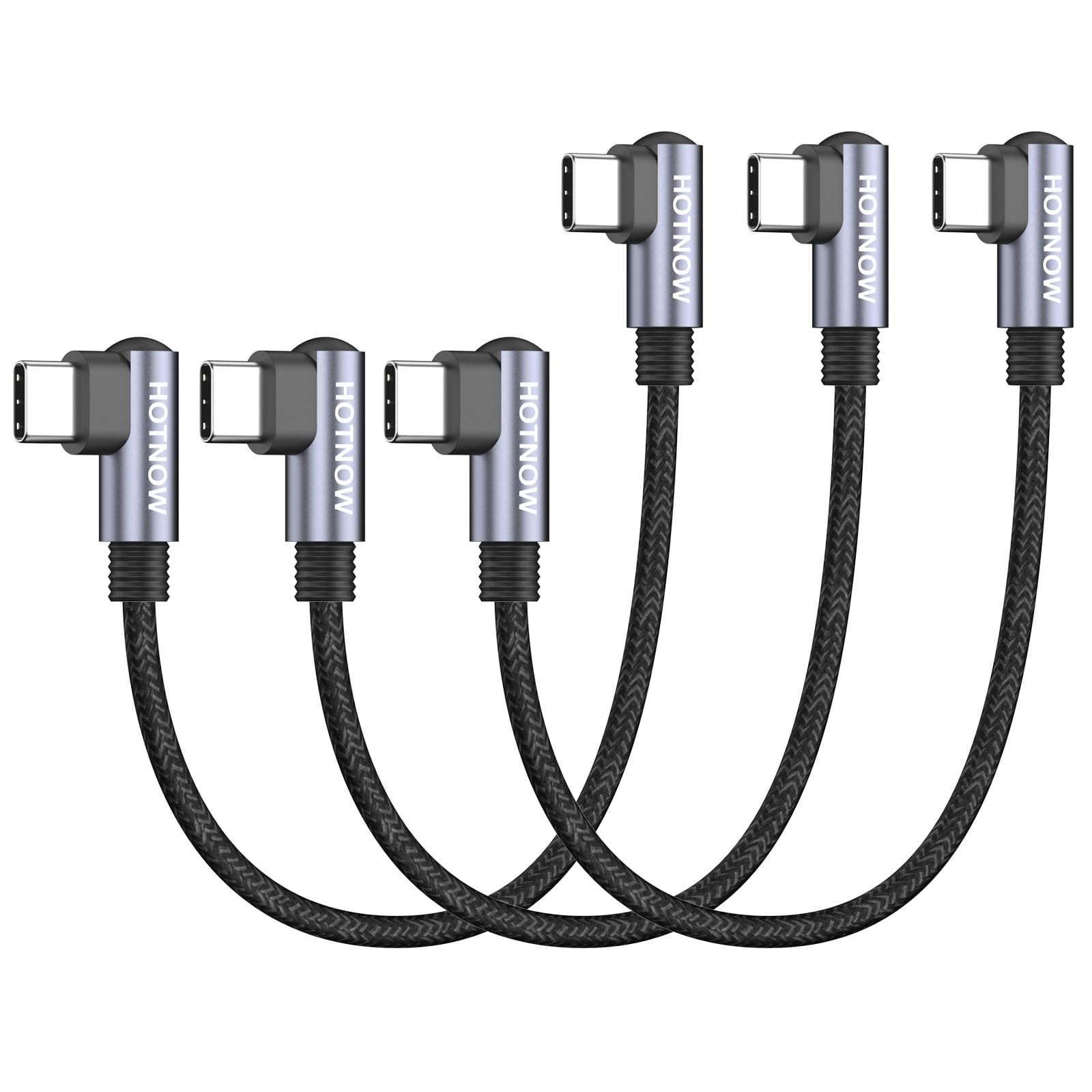 3 Pack Right Angle USB C to USB C Cable 0.5FT Short 65W PD Fast Charging Cord