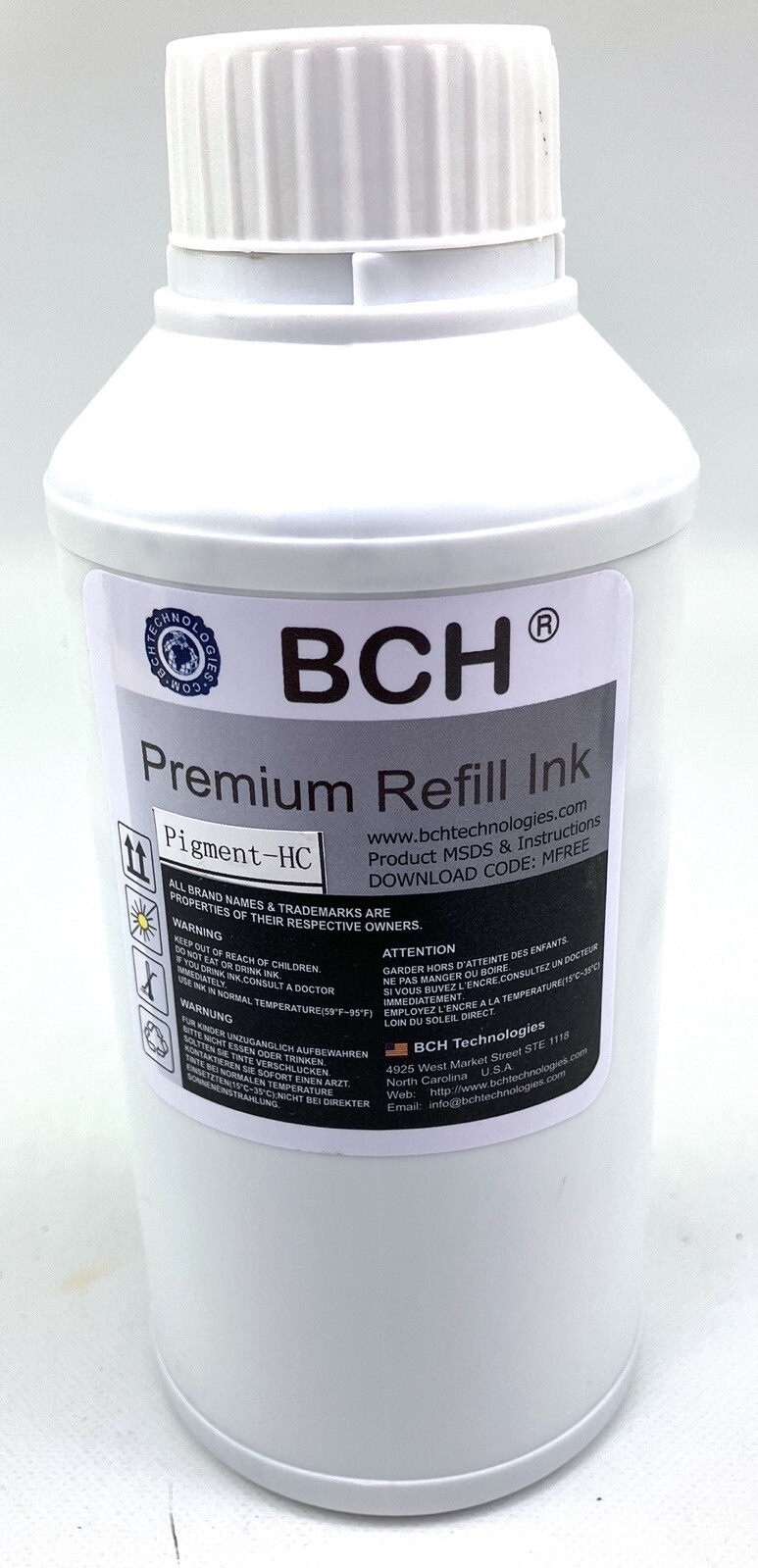 BCH Premium Black Pigment Ink - 500ml Refill Ink for HP Cartridges (IP500K-AH)
