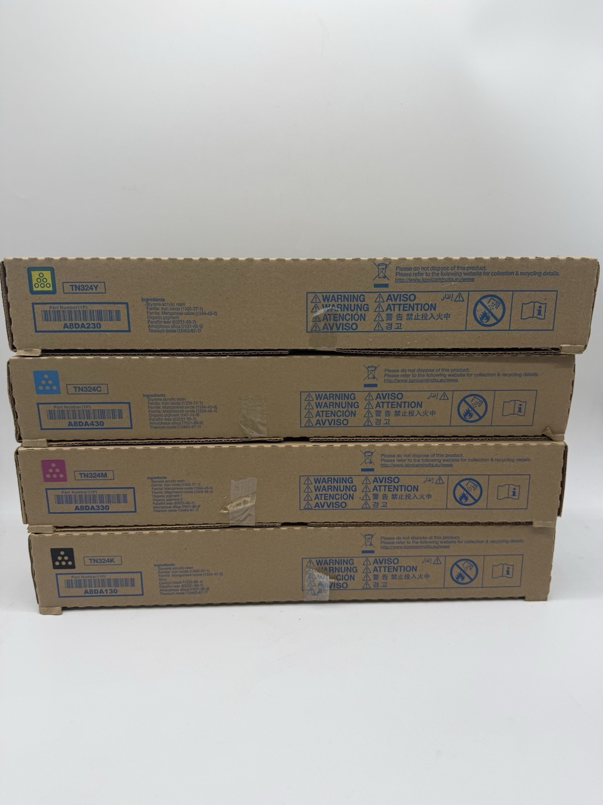 Konica TN324 Toner Cartridge Set KYMC A8DA130, A8DA230, A8DA330, A8DA430 NEW