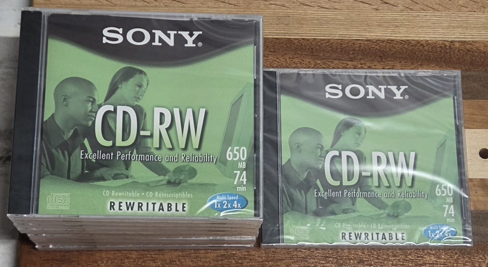 Sony CD-RW Rewritable CD's 650 MB 74 Minutes Multi Speed 1X 2X 4X Lot of 10 New