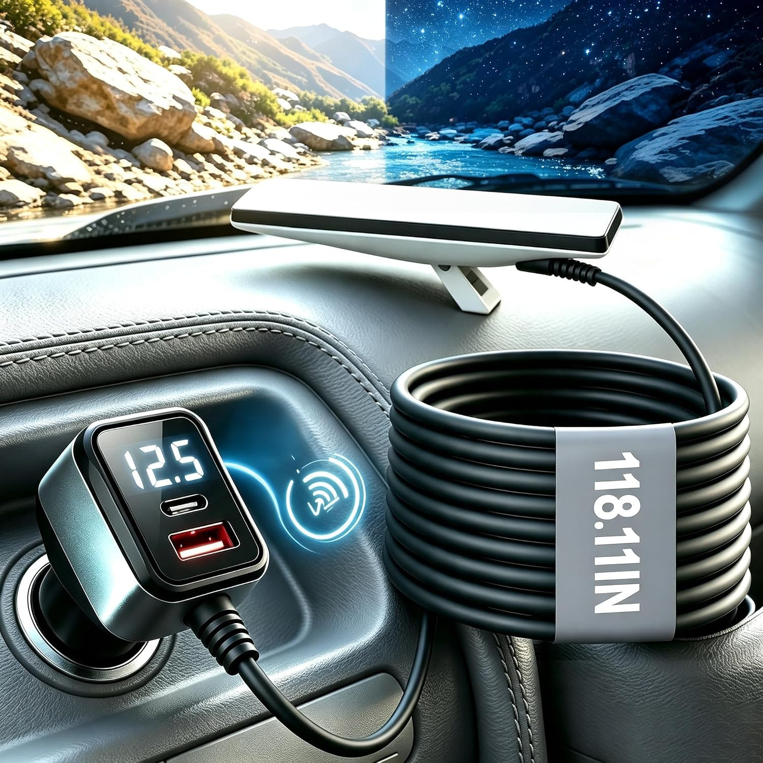 60W Starlink Mini Car Adapter: 24Hrs Stable Supply - PD 45W+USB 36W 2 Port