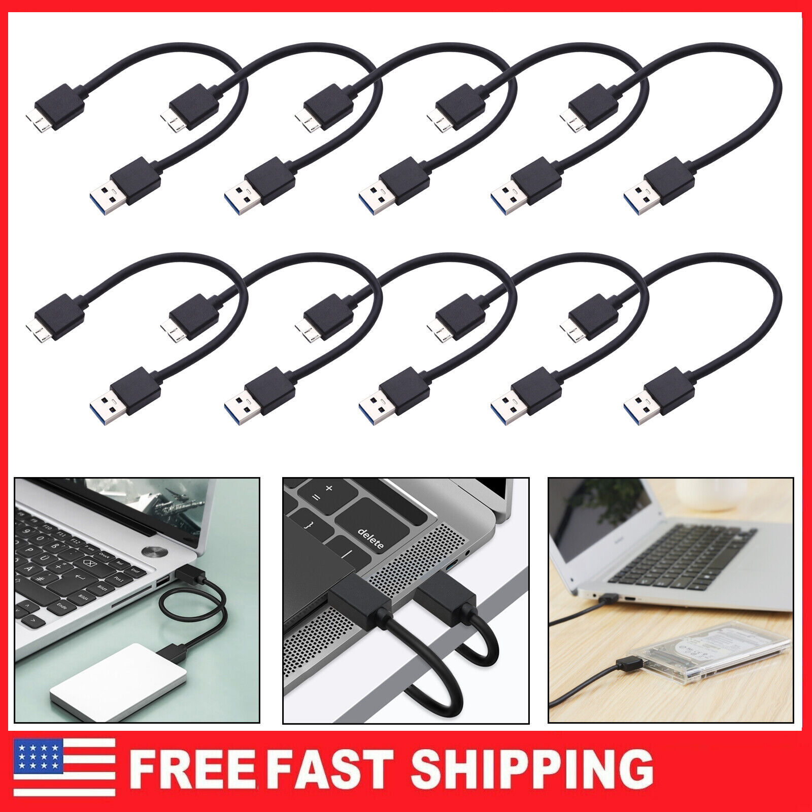 LOT 5Gpbs Speed Micro Usb 3.0 To Micro B Male Cable for SEAGATE Hard Drive Disk 