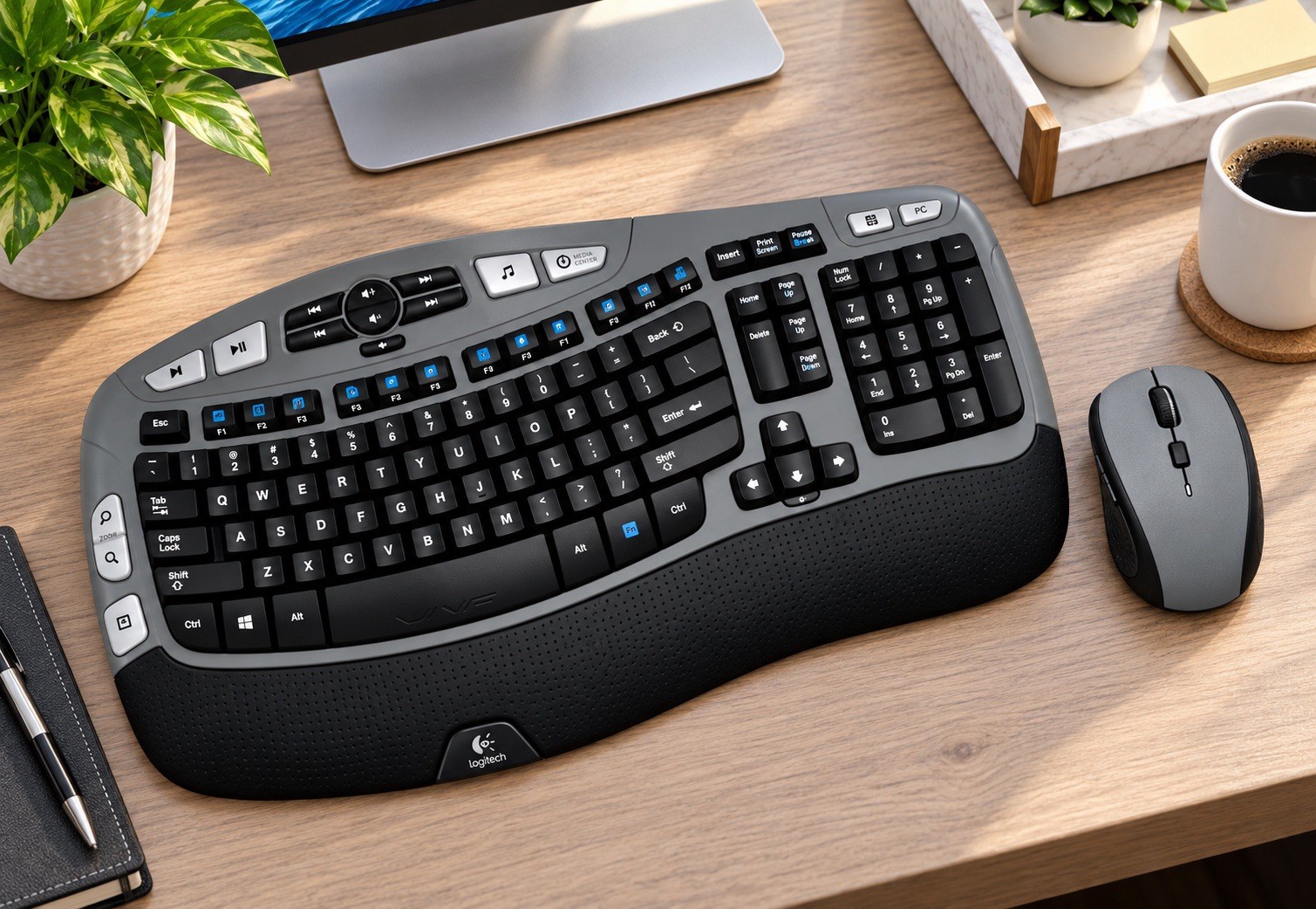 Logitech MK570 Corporate Series Comfort Wave K350 Wireless Keyboard Combo M705
